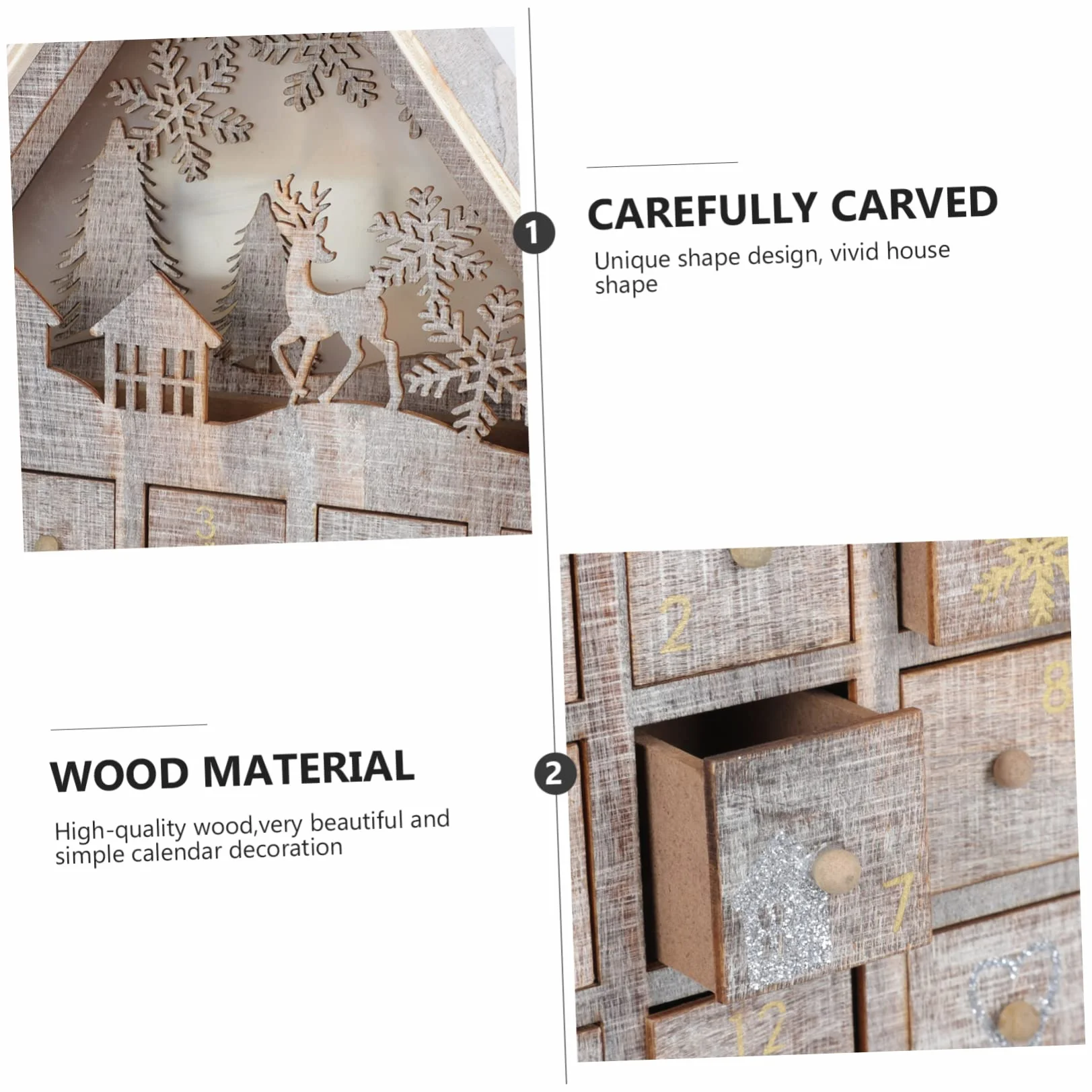 1pieza Calendario De Adviento De Madera Luminosos Para Decoración Navideña Para Niño Niña Sorpresas y Dulces Accesorio Encantador Para Fiestas De Navidad