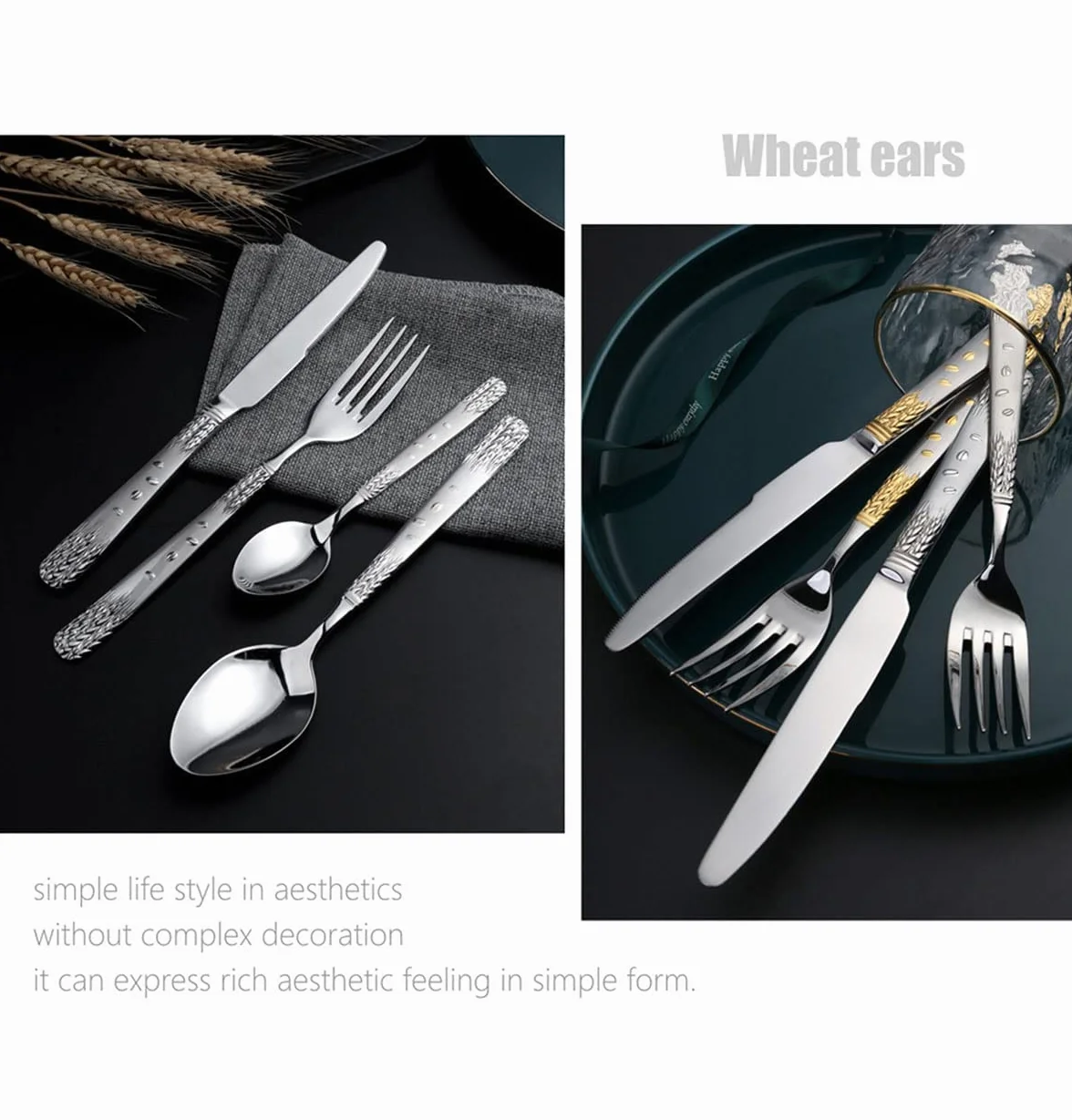 Cubiertos De Plata Y Oro para 24 Personas, Juego De 120 Piezas De Cuchillo, Tenedor Y Cuchara, Juego De Cena Elegant Life, Cubiertos Aptos para Lavavajillas.,Banquet-Service for 16