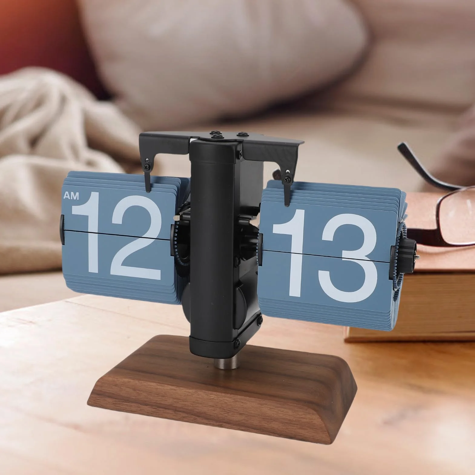 Pissente Reloj Digital Abatible con Pilas, Base de Madera de Acero Inoxidable, Reloj de Escritorio Fácil de Leer para Sala de Estar, Oficina, Estudio, Artículo de Colección, Acero Inoxidable 304,