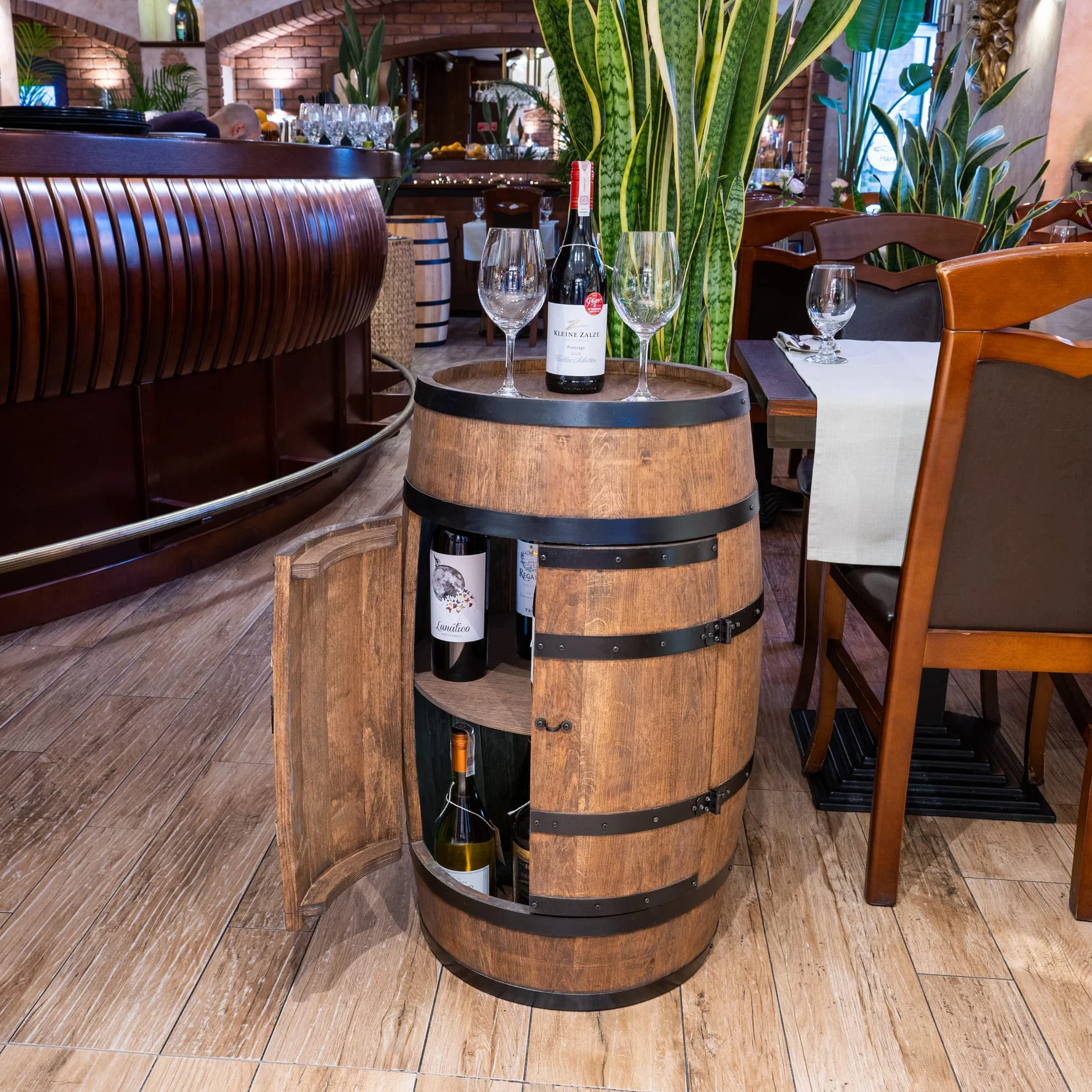 Creative Cooper Barril de Vino de Pie Con Puerta, Armario Para Alcohol, Estantería de Madera, Mueble Para Vino, 80 cm de Alto (Wengué)