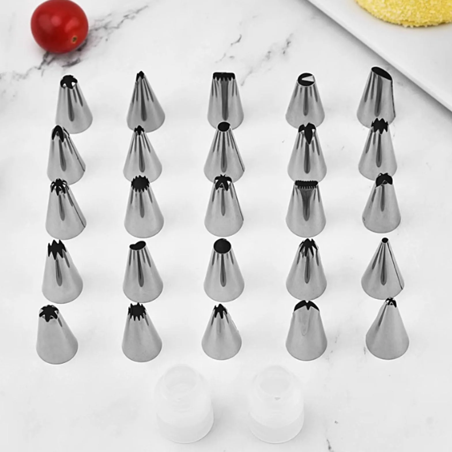 Juego de decoración Pasteles Acero Inoxidable 25 Piezas Completo con Caja Almacenamiento Herramientas for Hornear for Puntas pastelería Crema Mantequilla(Wei�)