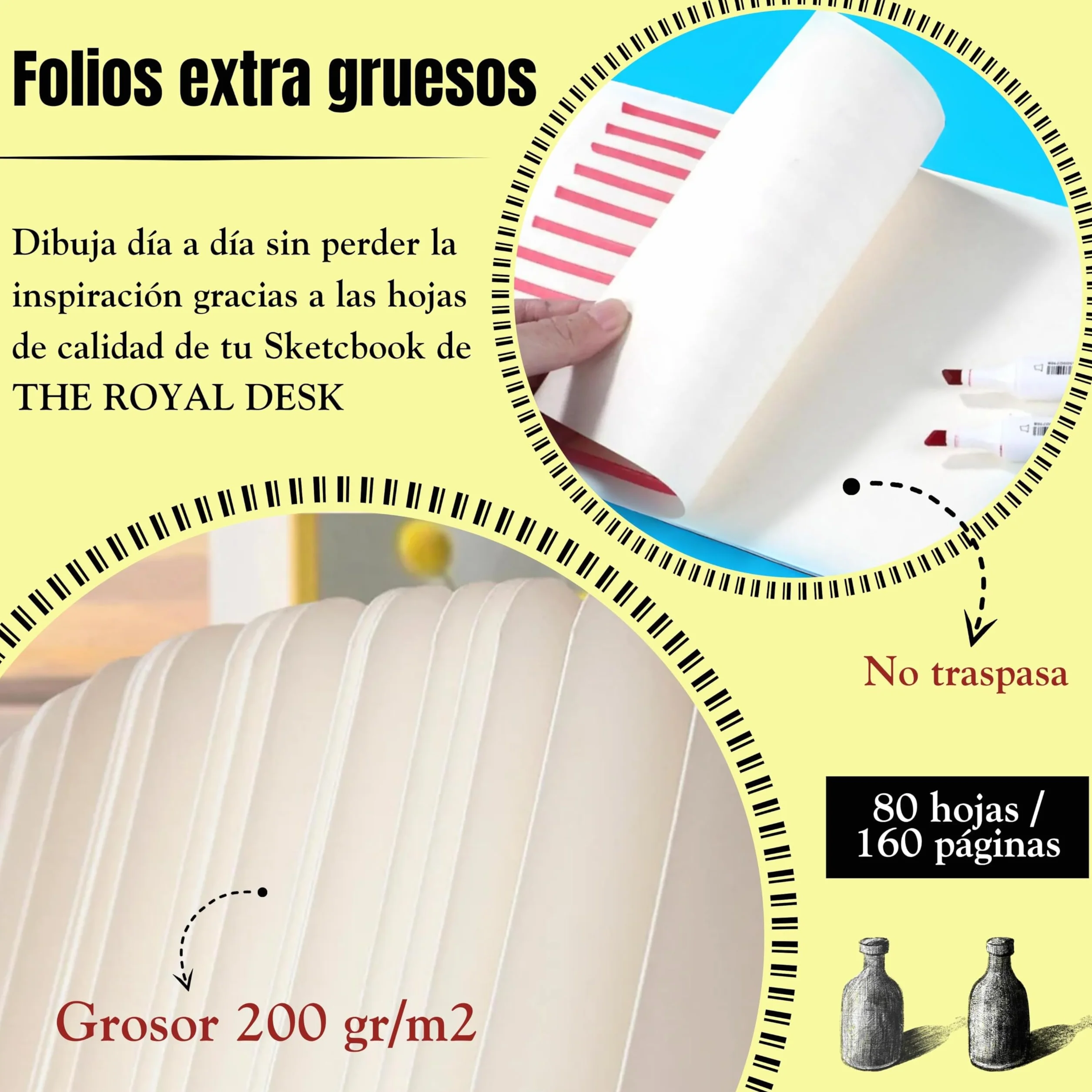 Cuaderno de dibujo profesional tapa dura 80 hojas 200 g/m² Sketchbook Artistic Green