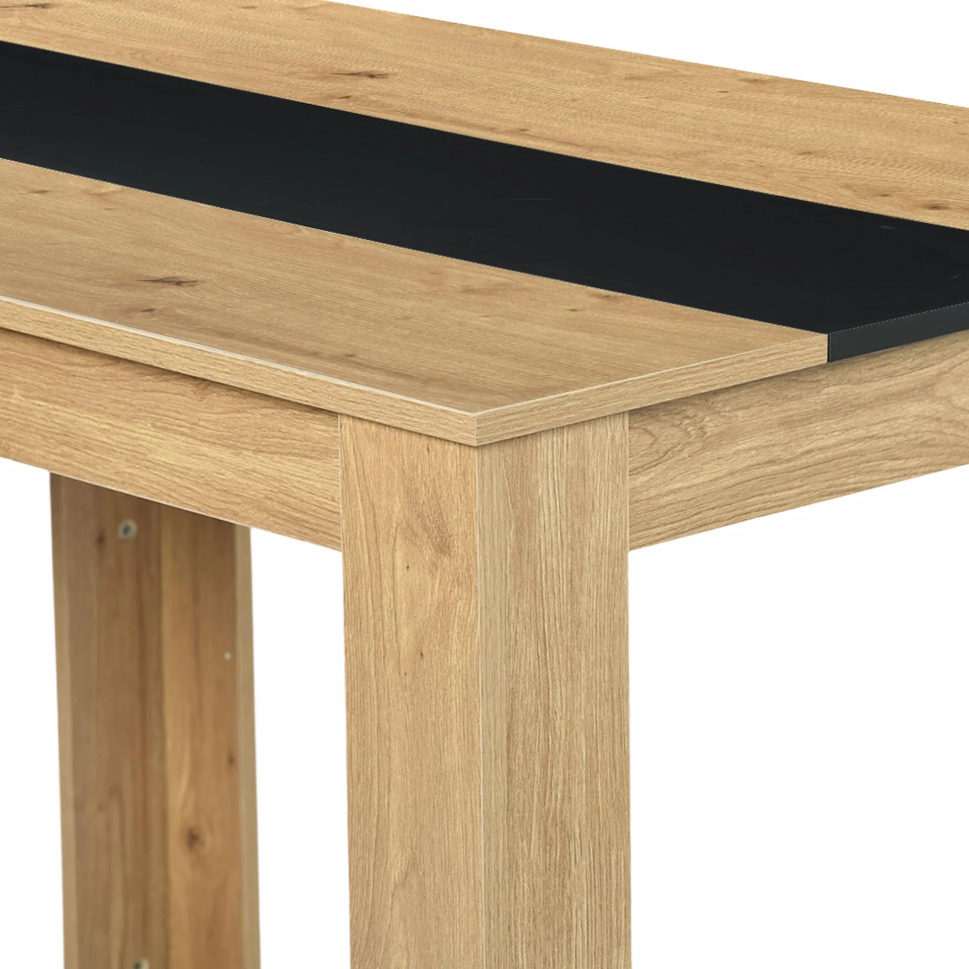 Juego de mesa de comedor rectangular de 110 cm con 4 sillas, conjunto de mesa y sillas de comedor de piel sintética gris, para pequeño espacio de cocina, comedor y salón (roble + gris)