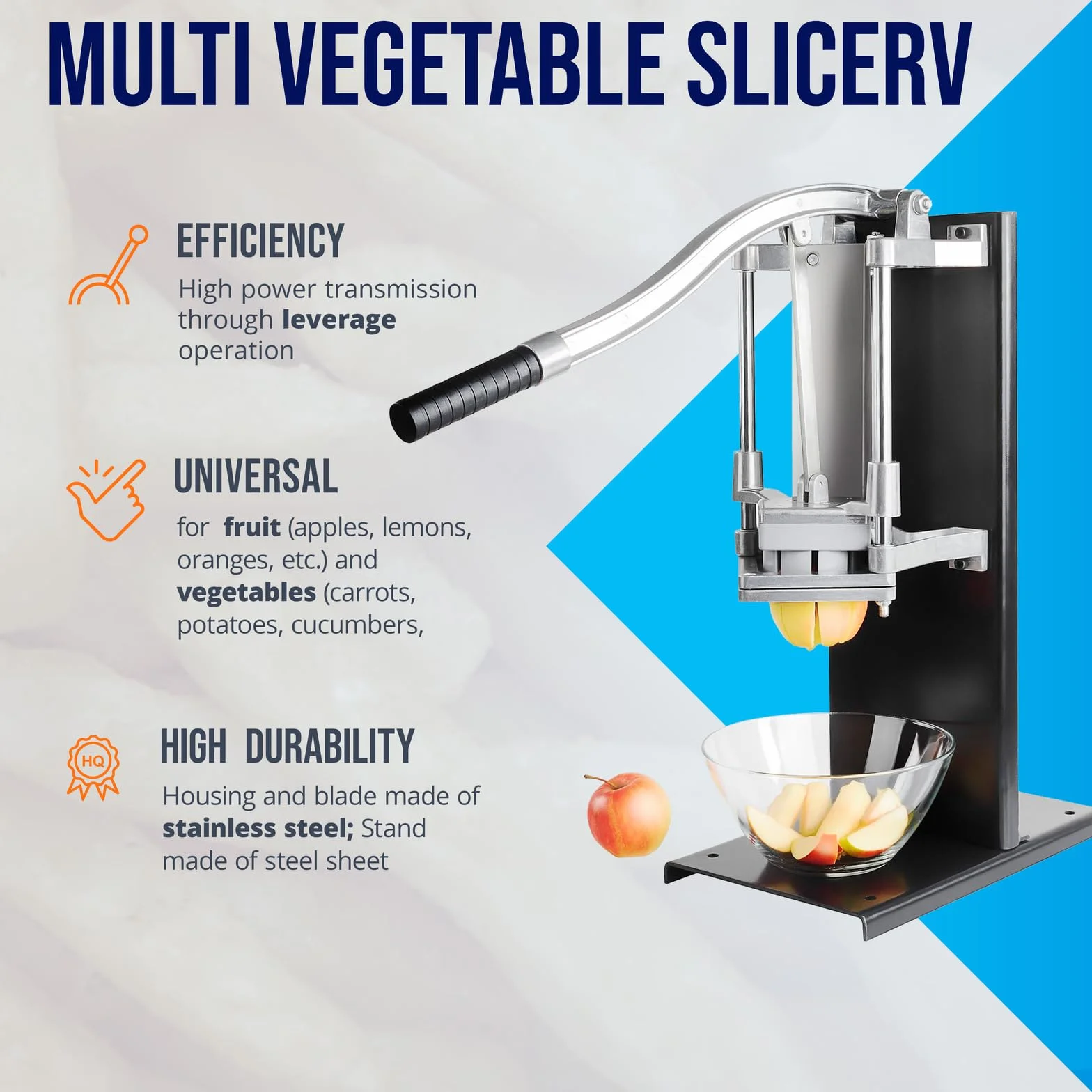 Royal Catering - RCKS-4 Multi Cutter - Cortador de Verduras Manual 5 Cuchillas - 60 x 20,5 x 54 cm