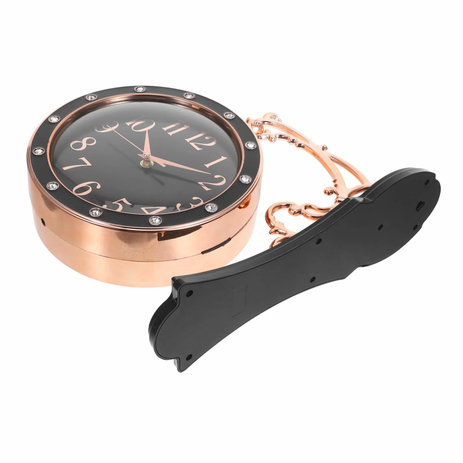 DOITOOL Reloj de Pared Grande Doble Cara Silencioso Estilo Europeo para Interior y Exterior Decoración para Salón Oficina y Porche Negro
