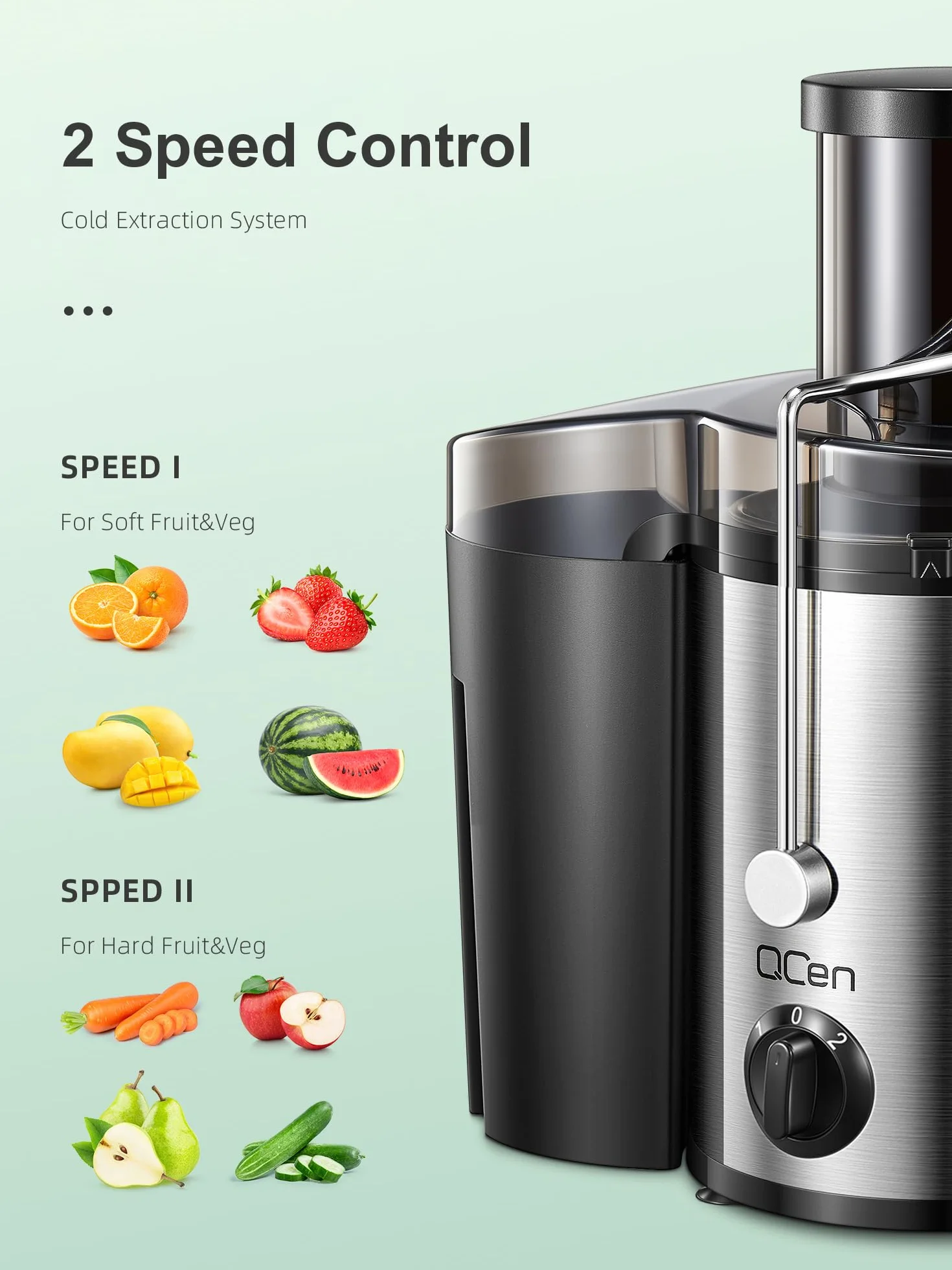 Extracteur de Jus Centrifuge 800W Acier Inoxydable Sans BPA 3 Pouces