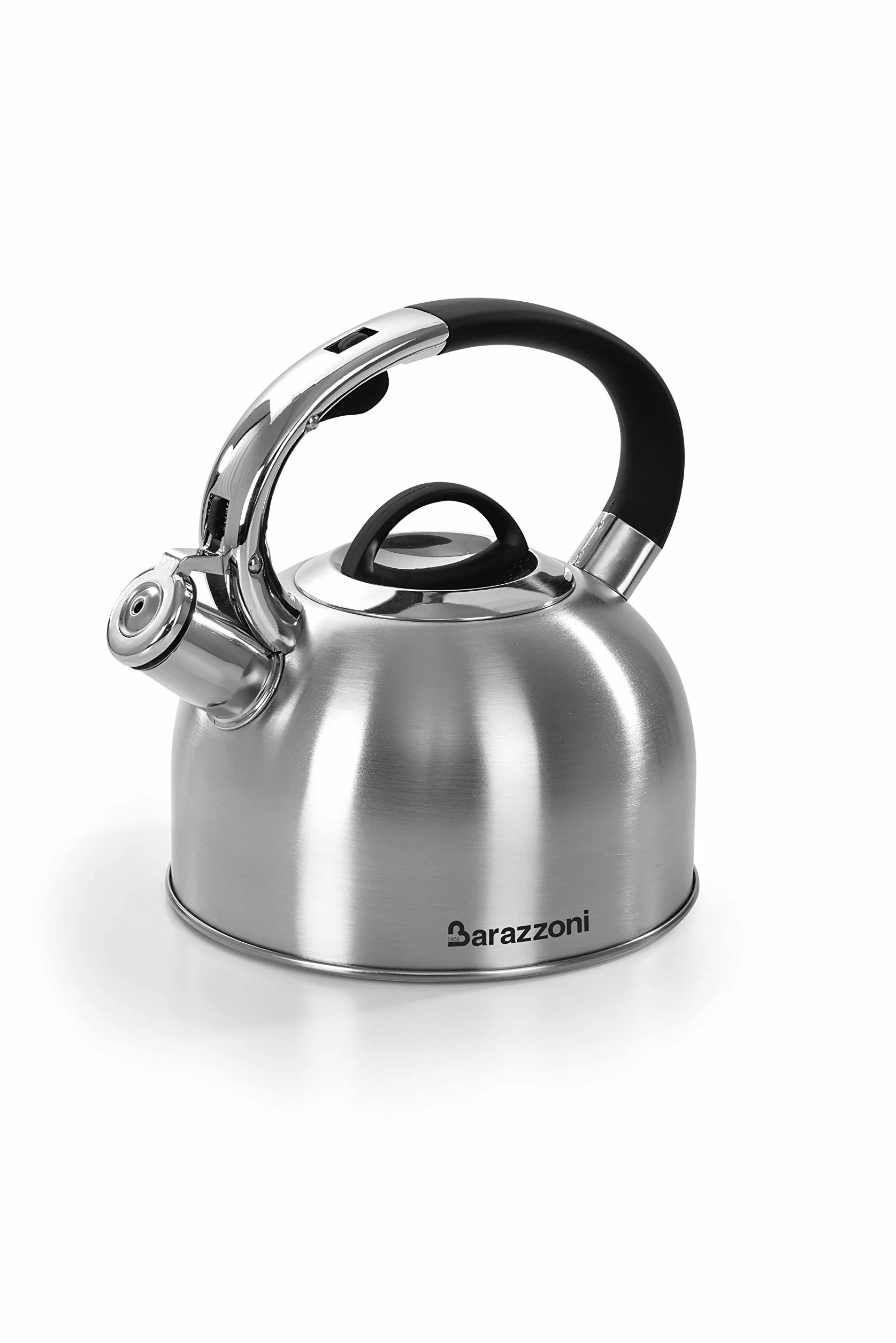 Hervidor de agua de 2,5 l, de acero inoxidable 18/10 satinado, apto para todas las placas de inducción incluida, con silbato y boquilla dosificadora.