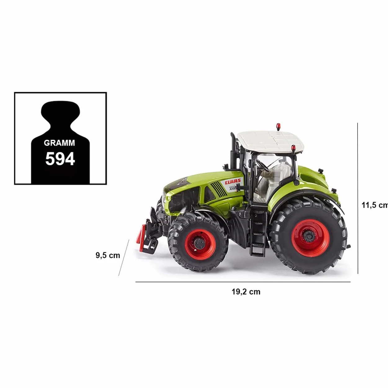 siku 3280, Tractor Claas Axion 950, 1:32, Metal/Plástico, Verde, Cabina desmontable