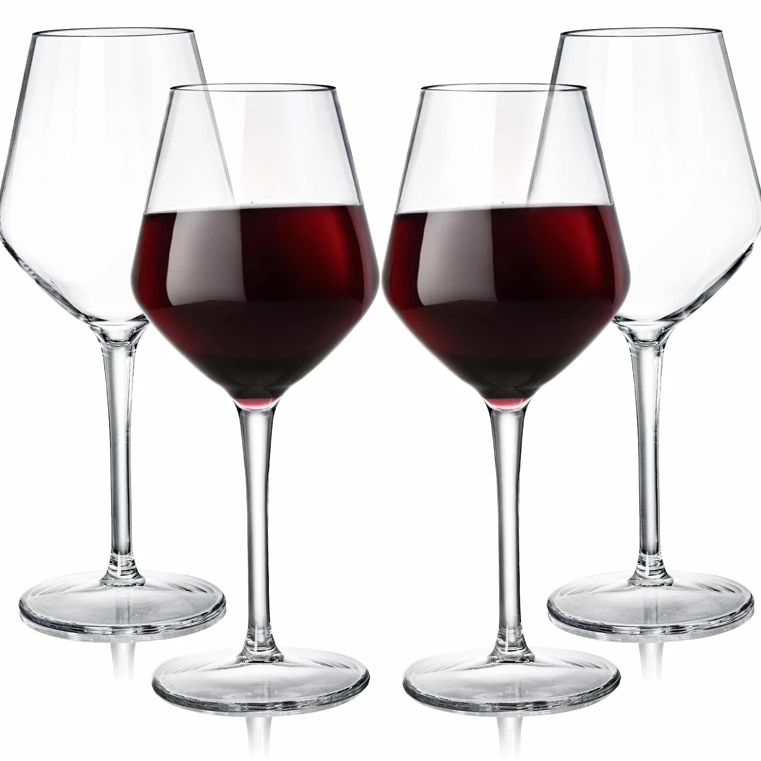 Dicunoy Paquete de 4 copas de vino irrompibles con tallo, copas de vino Tritan para exteriores, copas de plástico duro, reutilizables, sin BPA, copas de vino clásicas para patio, piscina, camping