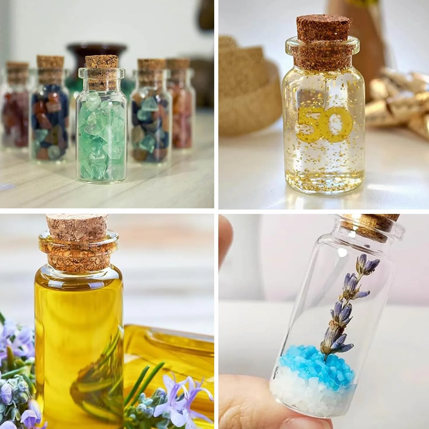 Botellas de vidrio con tapa de corcho 5 ml mini frascos para manualidades decoración