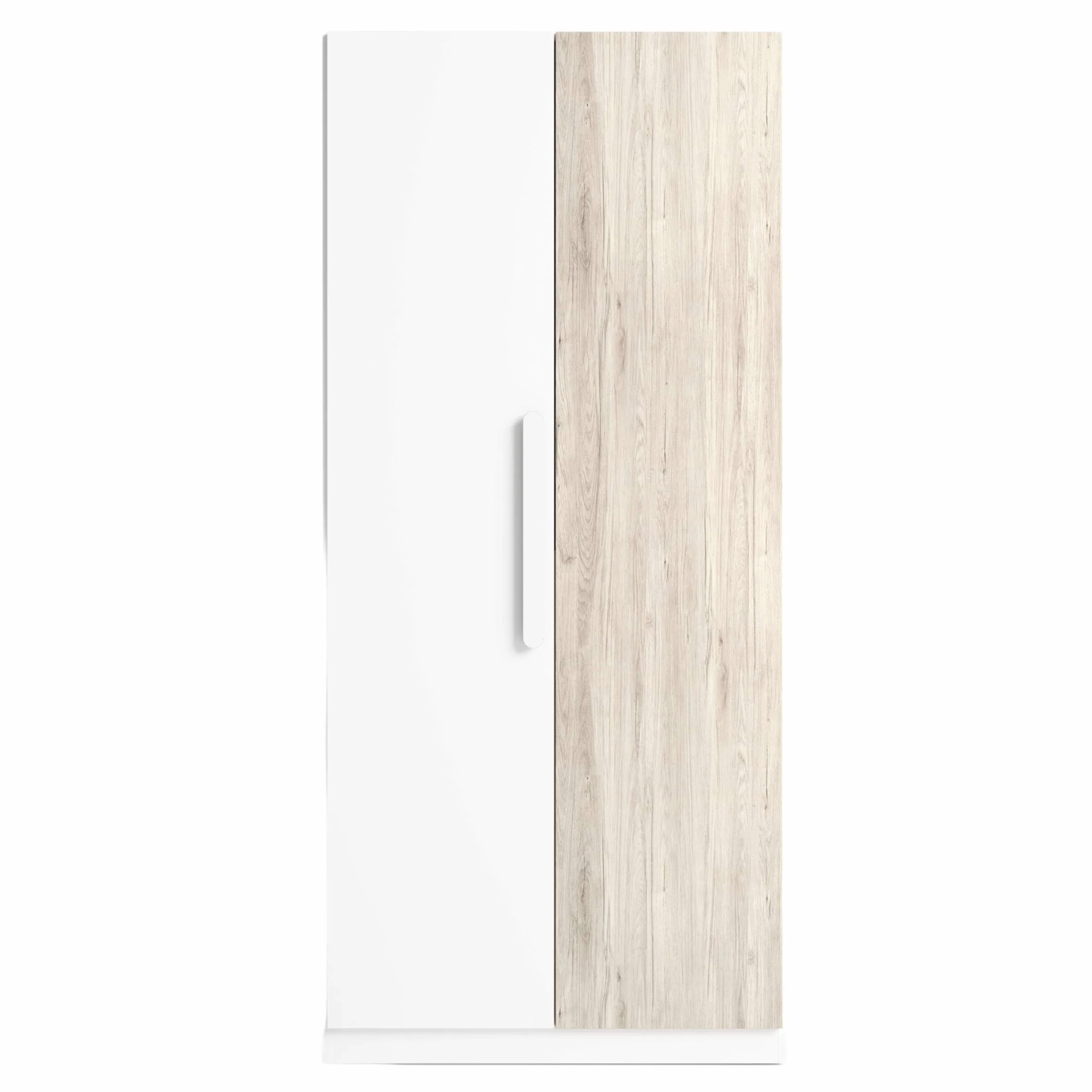 Miroytengo Mueble Armario para Habitación Dormitorio Juvenil Estelle Estilo Nórdico en Color Blanco Mate y Roble Sahara con 2 Puertas 90x200 cm