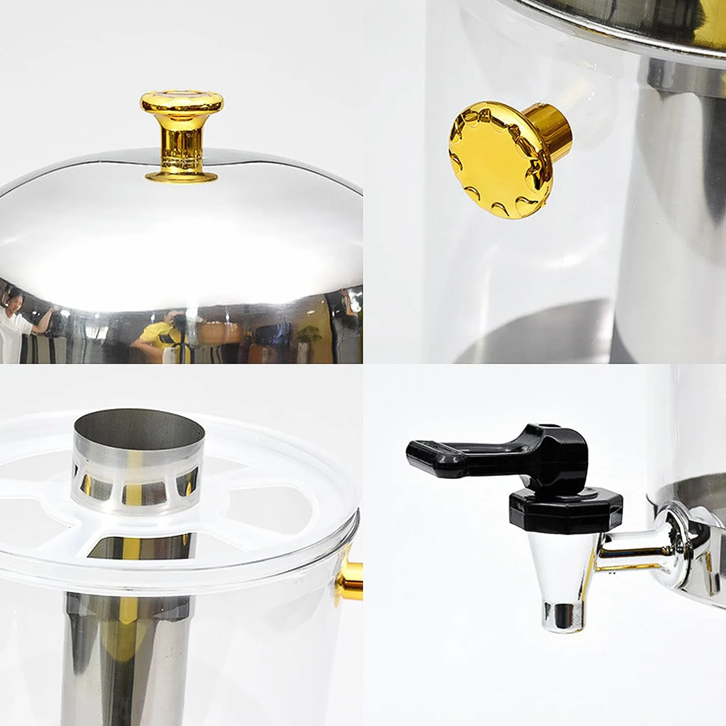 Dispensador de bebidas de limonada, 8 l/16 litros, con núcleo de hielo y bandejas de goteo, ideal para restaurantes, hogares, hoteles, fiestas, duradera y fácil de limpiar