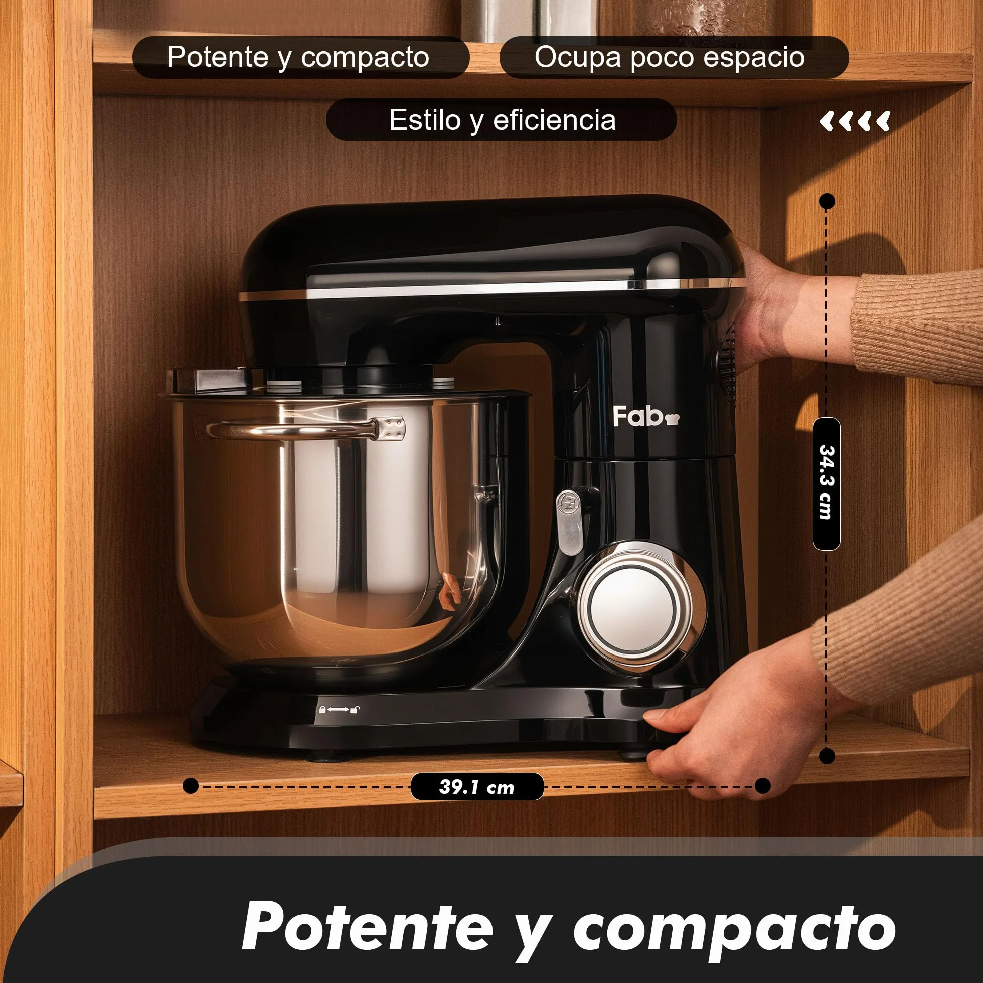 Fab Batidora Amasadora Profesional 8L 2000W, Amasadora de Pan y Repostería, Robot de Cocina Alta Capacidad con 10 Velocidades, Incluye 3 Accesorios, para Uso Intensivo en Hogares,Kitchen in the box