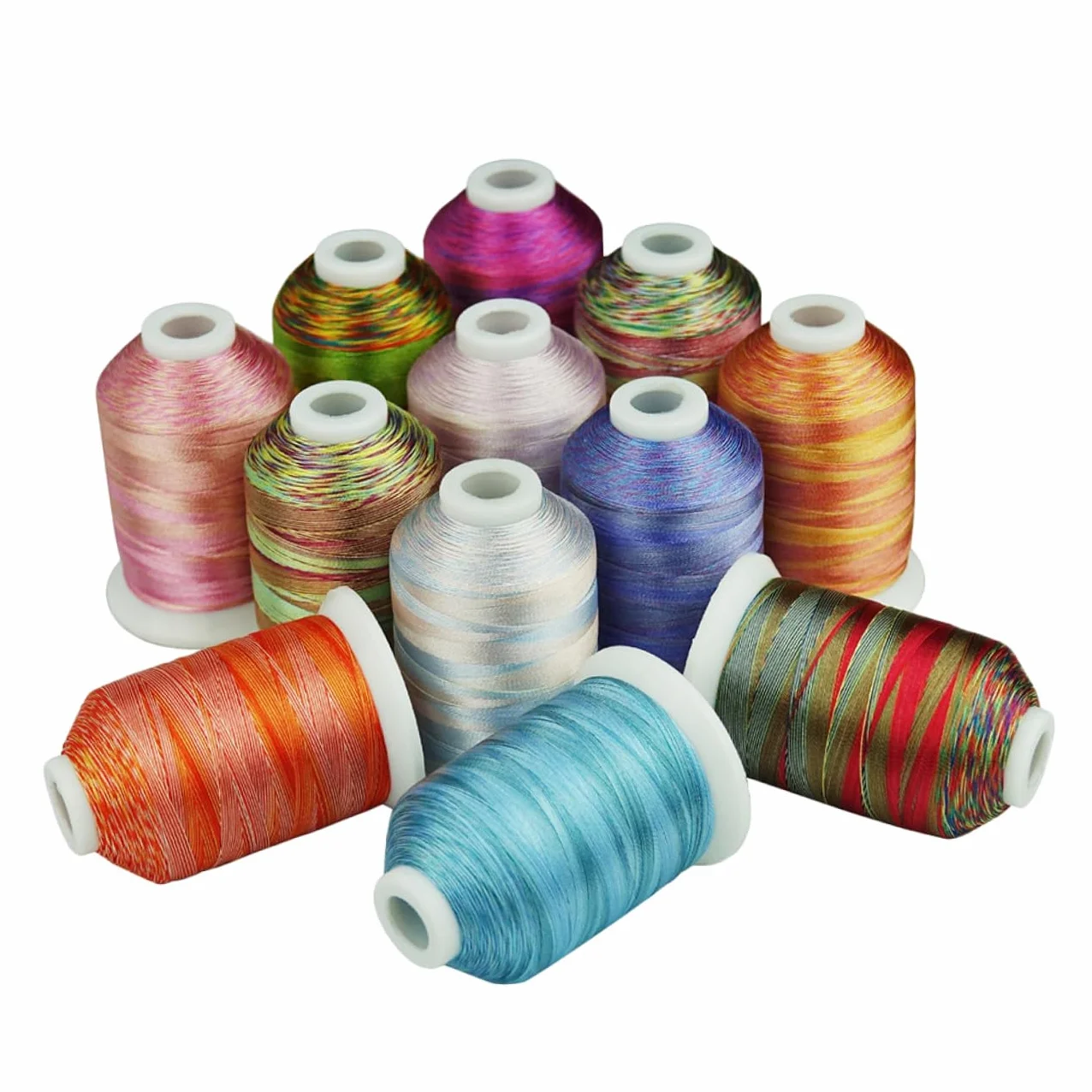 STOBOK Kit de 12 Rollos de Hilo de Bordar de Poliéster para Máquina, 1000m, 2 Hebras, Adecuado para Proyectos DIY y Adornos Informáticos Color Aleatorio