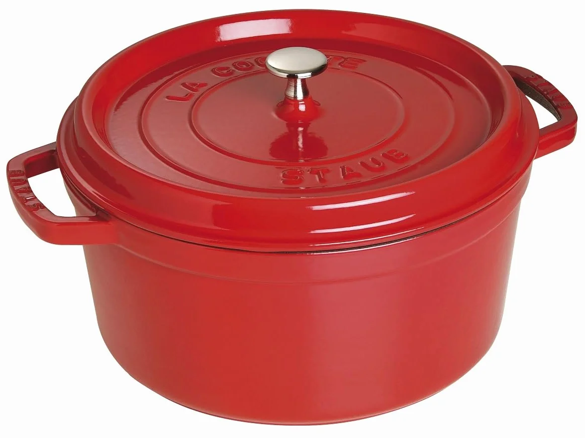 Staub - Olla Cocotte redonda, hierro fundido, rojo cereza, 28 cm