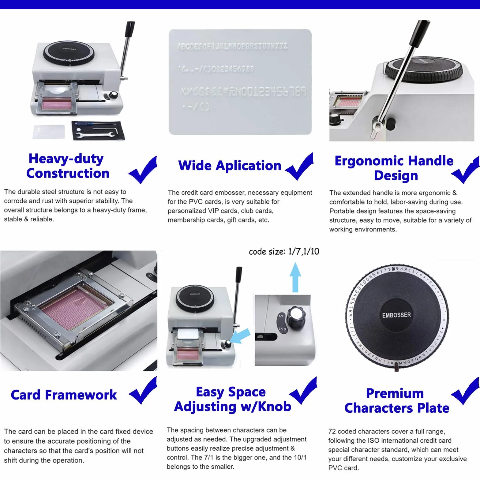 MáQuina de Estampado Manual de 72 Caracteres, Impresora de CóDigos y Relieve para Tarjetas Personalizadas de PVC, MáQuina de Estampado y CodificacióN Manual