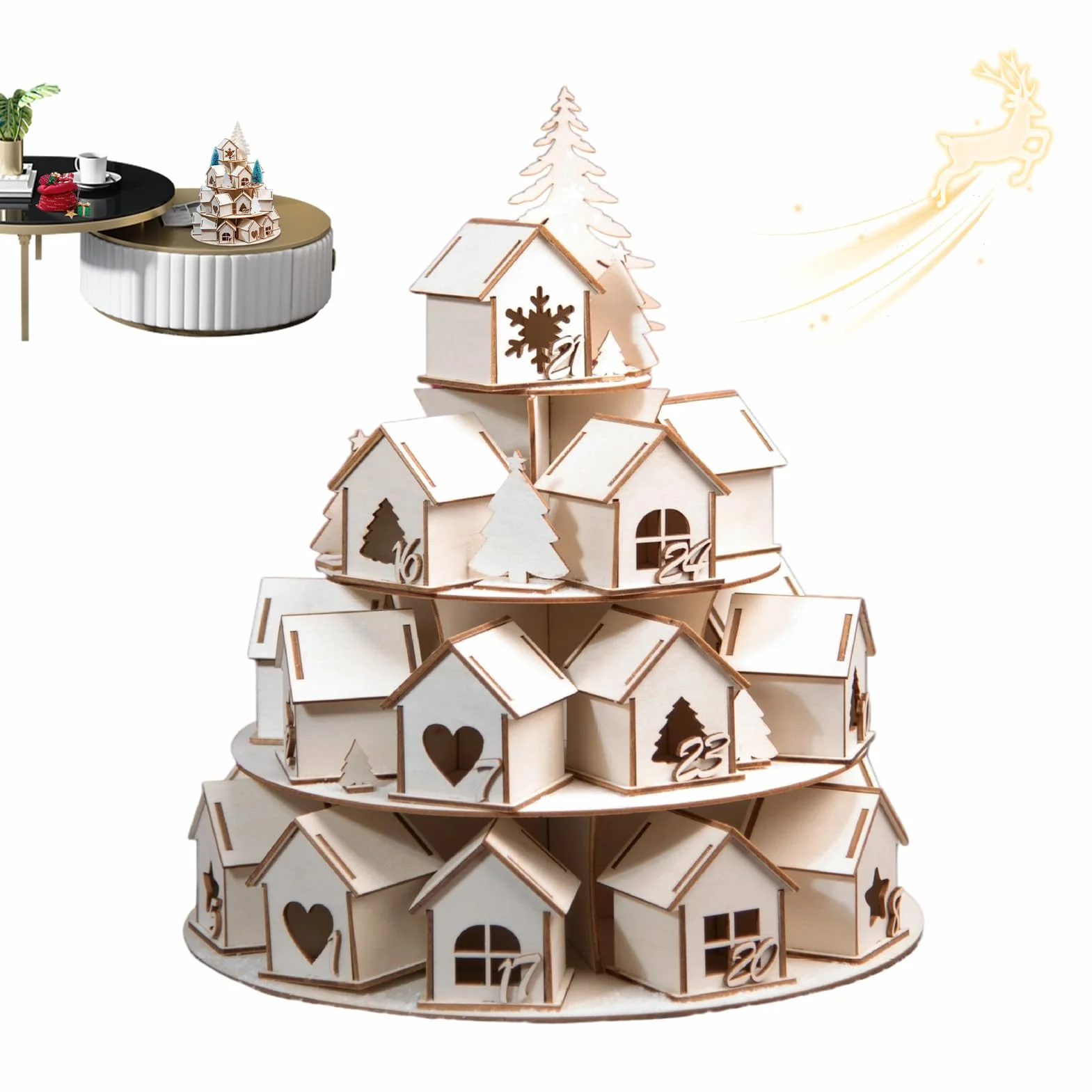 Casa De La Cuenta Atrás Para La Navidad Decoración De Adviento | Casa de Cuenta Atrás Rellenable para 24 Días Para Niños Familia Niños Niñas Mujeres Hombres