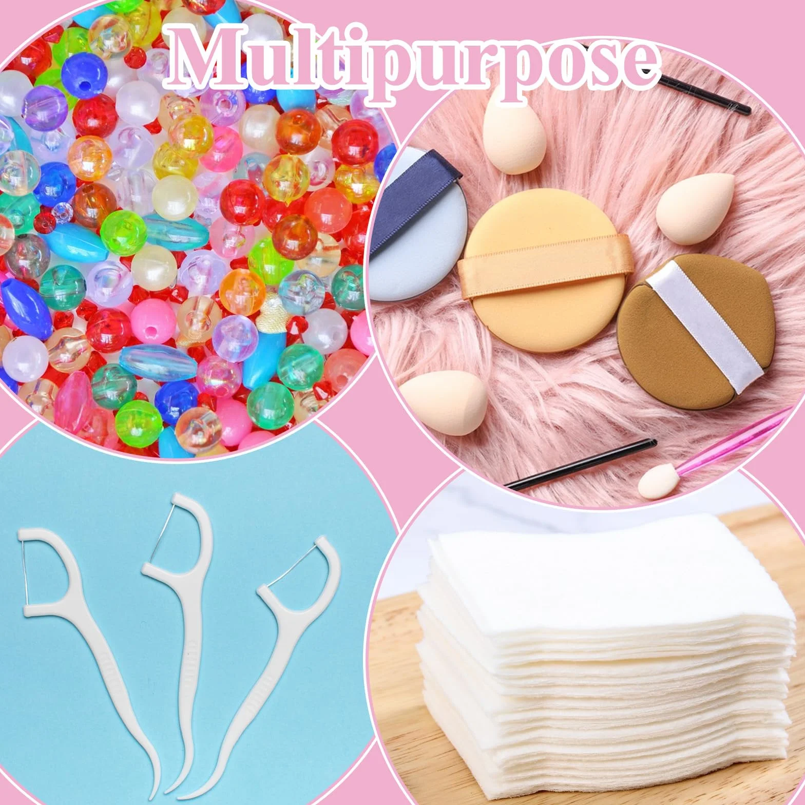Qianyu 4 piezas portátil redondo soporte plástico cosméticos almohadillas de algodón contenedor de viaje dispensador esponja maquillaje transparente caja almacenamiento