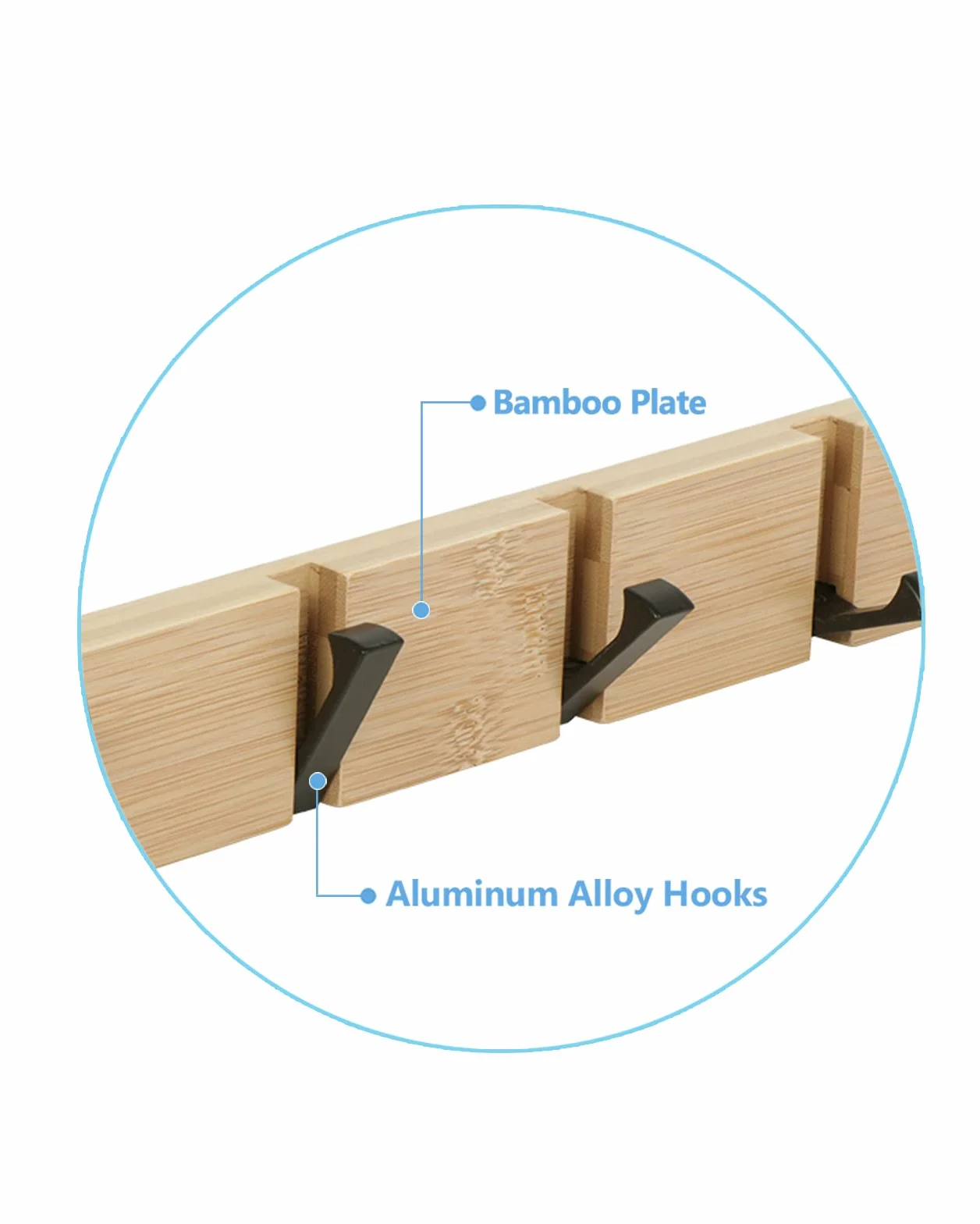 JSVER Perchero de Pared Plegable 5 Ganchos para Colgar Abrigos, Bufandas y Más - Natural