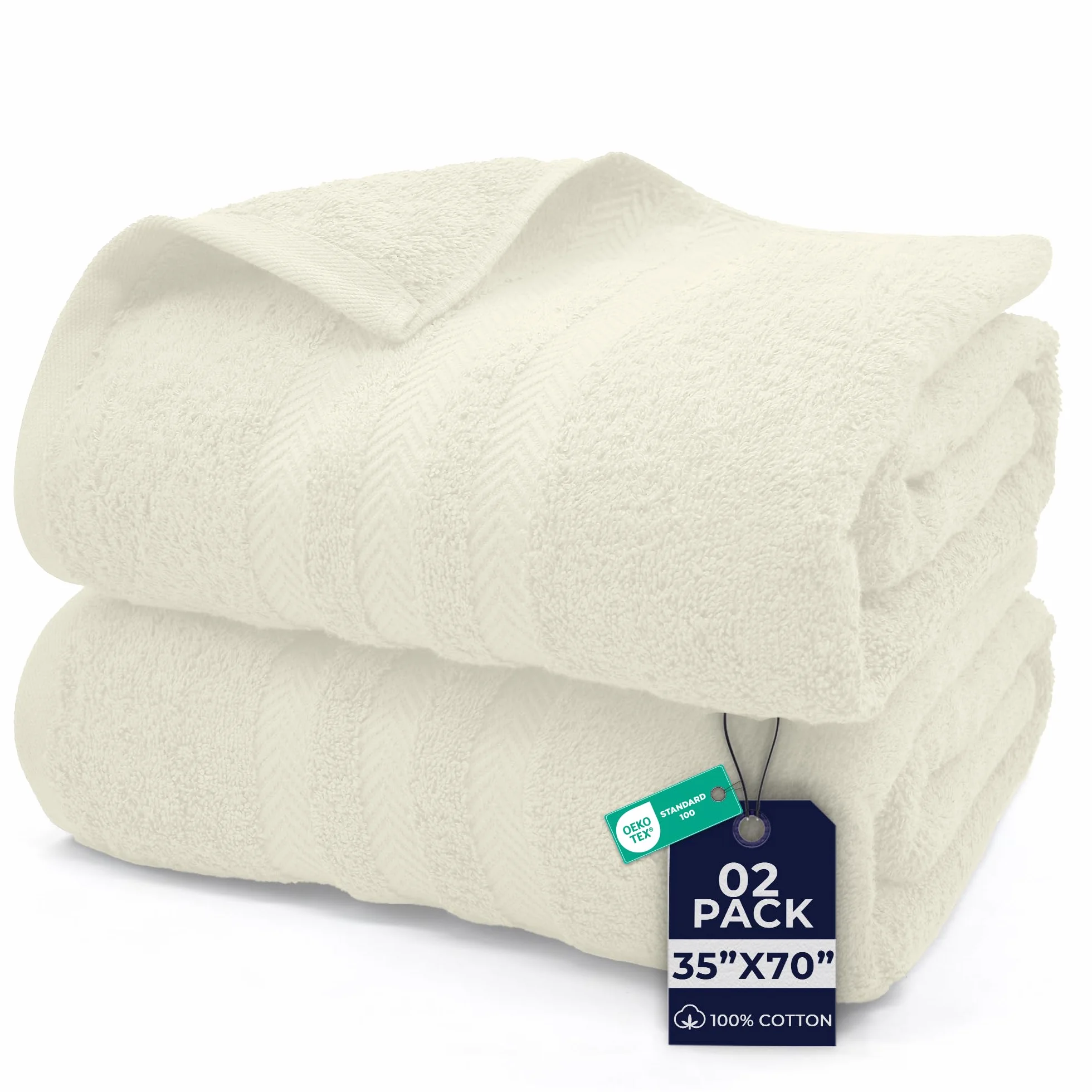 DAN RIVER Juego de 2 toallas de baño de 550 g/m², ultra suaves y altamente absorbentes, 100% algodón, toallas de baño grandes para baño, hogar, hotel, spa, playa, piscina, gimnasio, 35 x 70 pulgadas