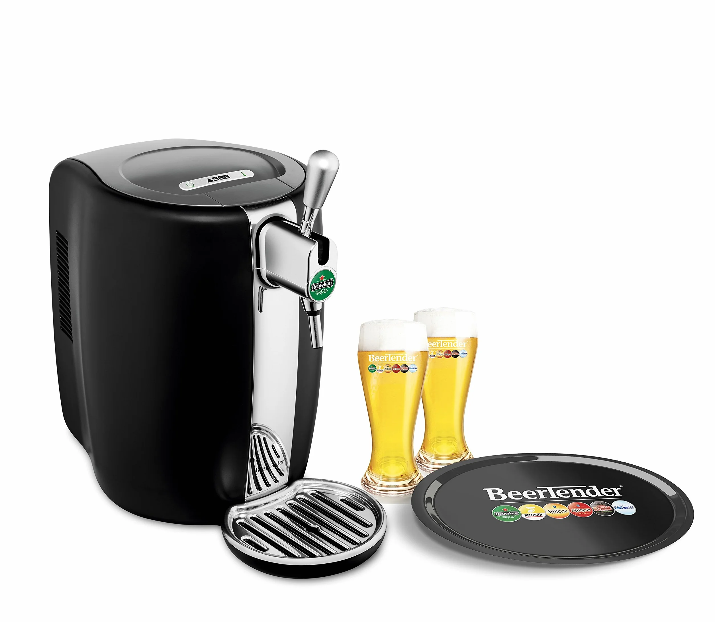 Krups máquina de cerveza con estuche de 2 vasos, color negro