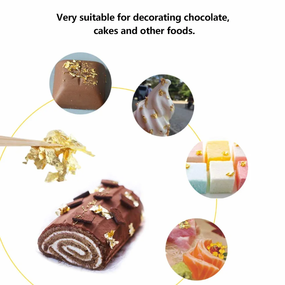 Copos de Lámina de Oro Comestible Multifunción, 2 Botellas para Cocinar y Decoración