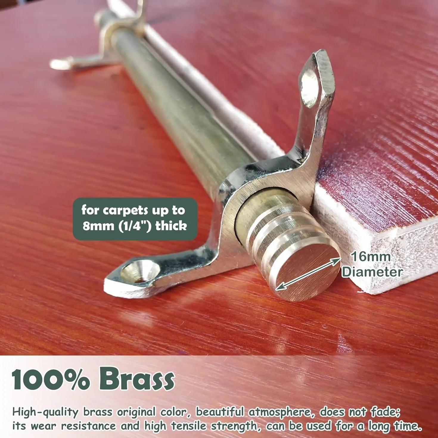 Juego de 10 Varillas de latón para escaleras, para alfombras, Varillas tubulares Minimalistas, Incluye herrajes para Fijar la Alfombra, latón, 1 Pieza, 51 cm (20 Pulgadas),Brass-1pc-51cm(20in)