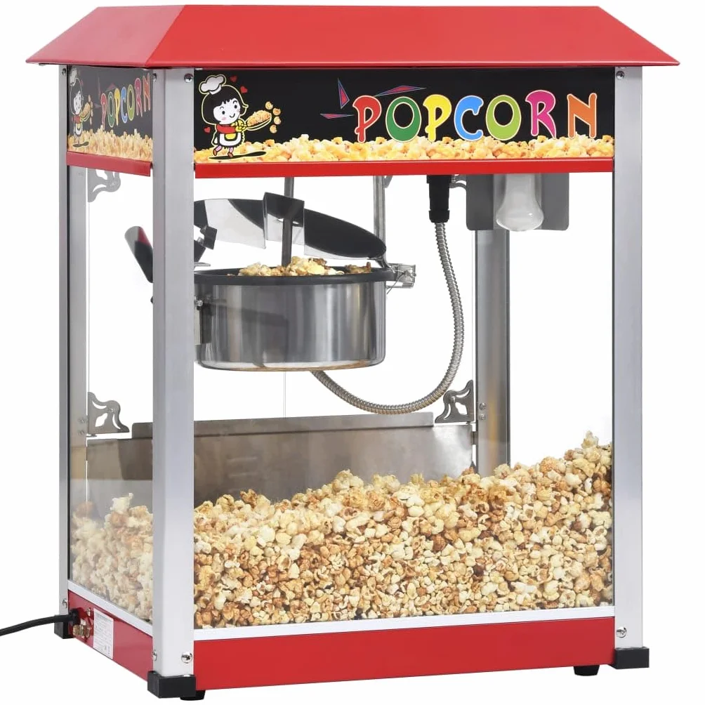 Palomitas de maíz con olla de teflón de 1400 W, 2,7 L de capacidad, caldera de acero inoxidable con agitador, interior iluminado para cine en casa, fiestas y cumpleaños infantiles