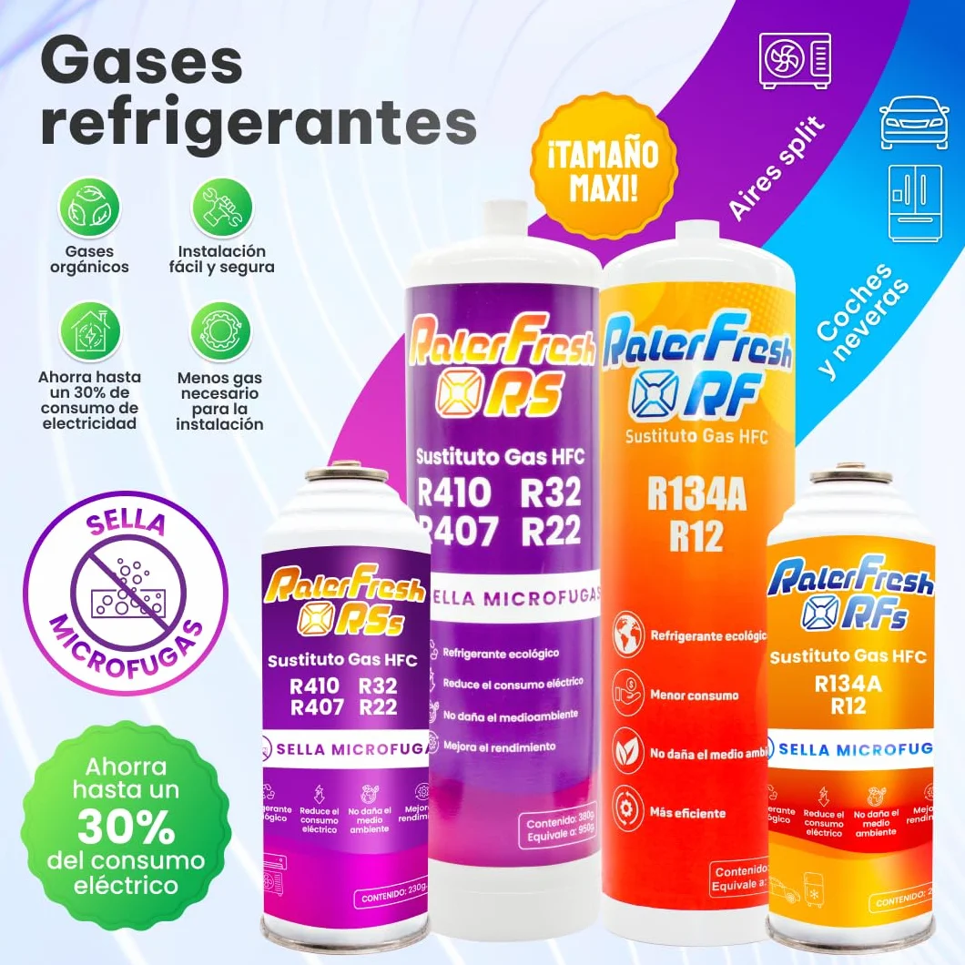 Ralerfresh RS Gas Refrigerante Sustituto R410 R32 R407 R22 Recarga Ecologica Aire Acondicionado Split