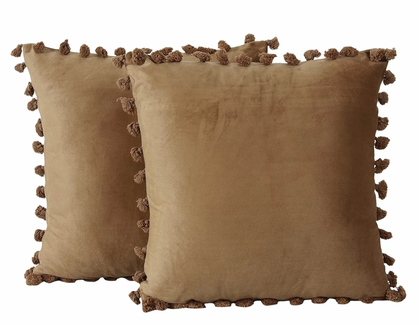 Juego de 5 fundas de cojín decorativas únicas de terciopelo, decoración marroquí para el hogar, 40,6 x 40,6 cm, marrón, 22 x 22 pulgadas