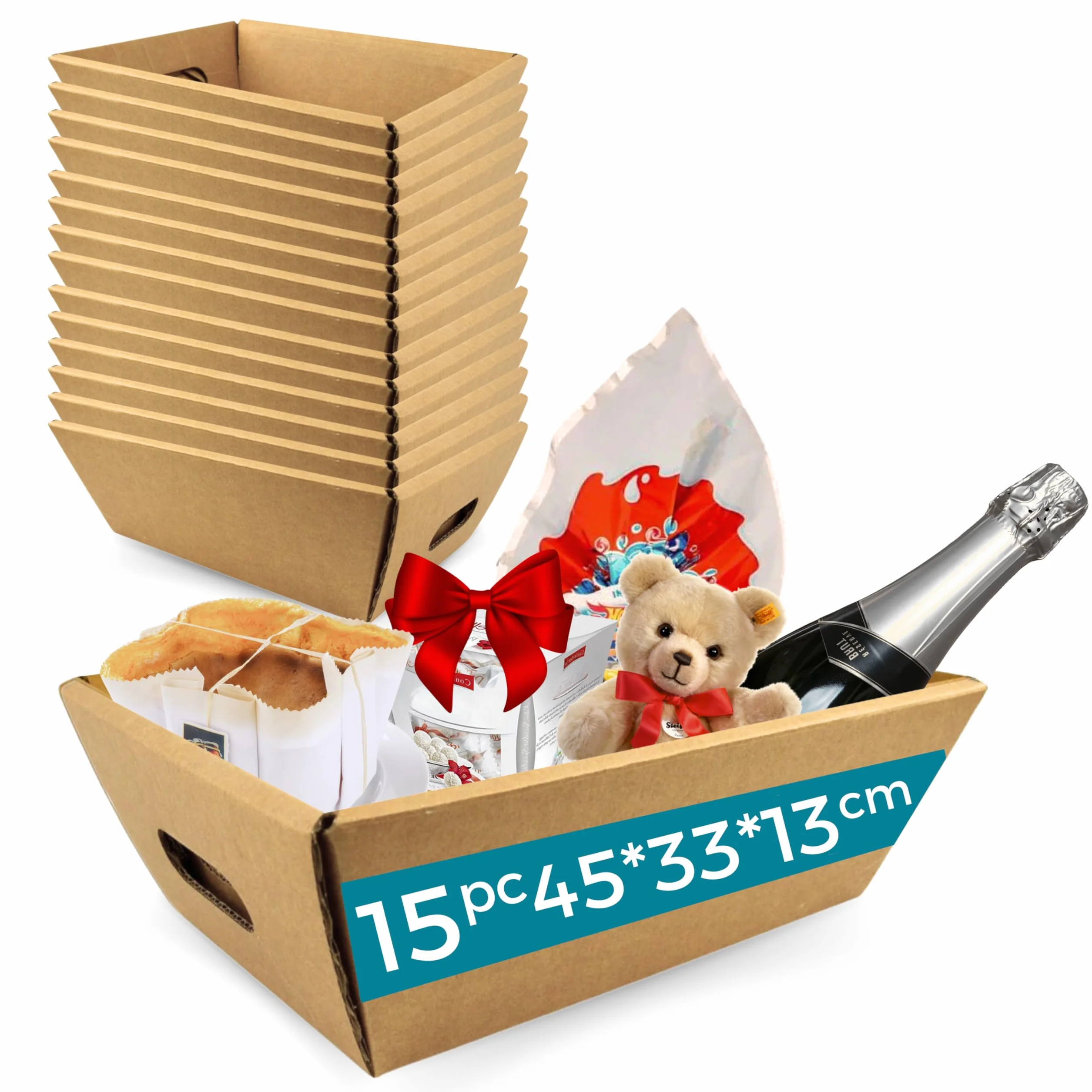 15 Cajas de Cartón sin Tapa 45x33x13 cm – Cajas para Cestas de Regalo, Lotes de Navidad y Detalles de Empresa | Espirito Rebelde
