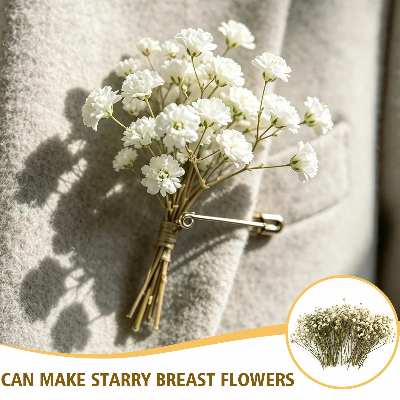 Gypsophila Blanca Natural Flores Secas Prensadas 50PCS para Decoración Joyería Manualidades Resina Tarjetas