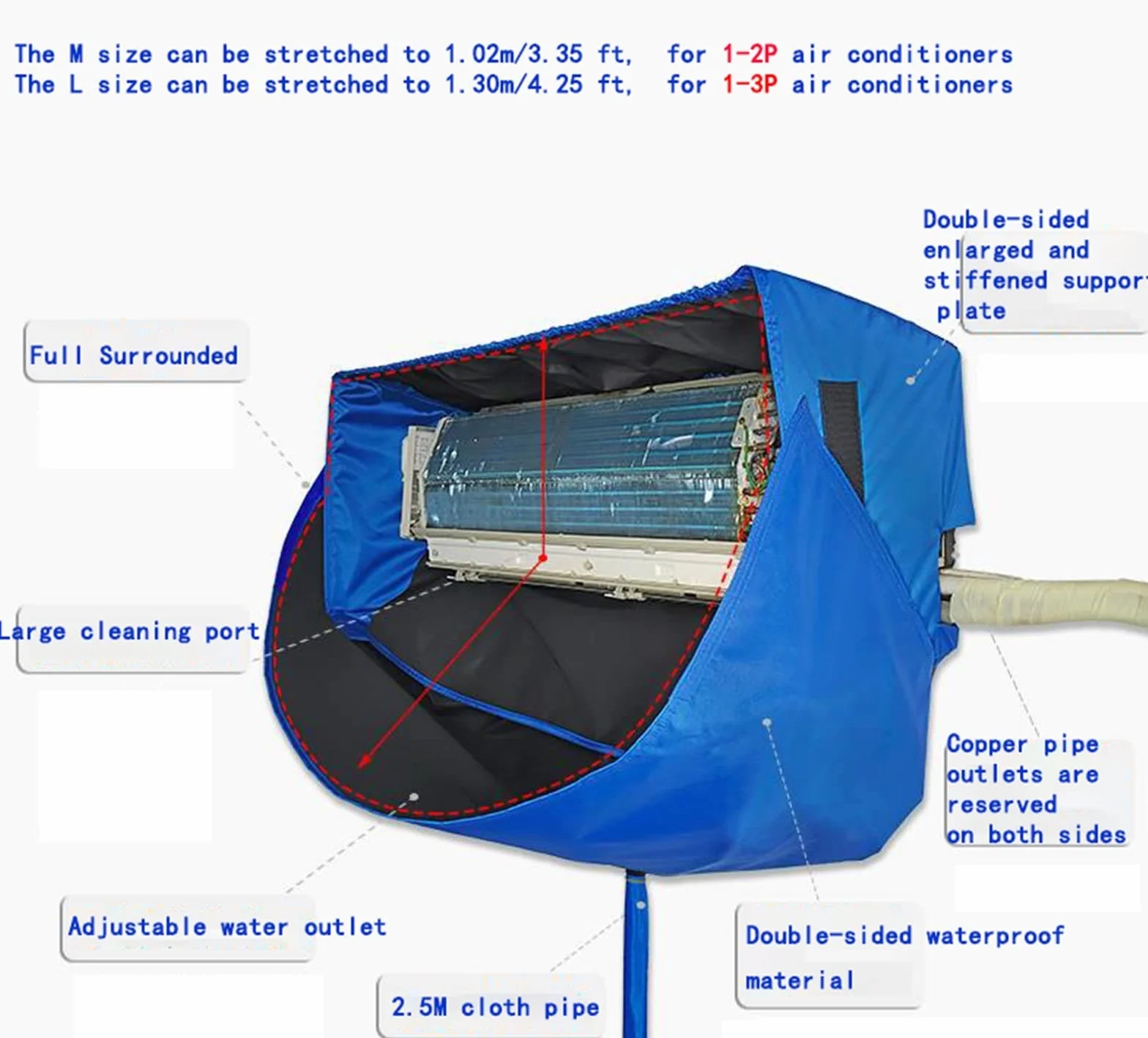 Funda impermeable para aire acondicionado con kit de limpieza, pistola de agua de alta presión y bolsa de limpieza para lavado de polvo, para un mantenimiento y protección eficientes