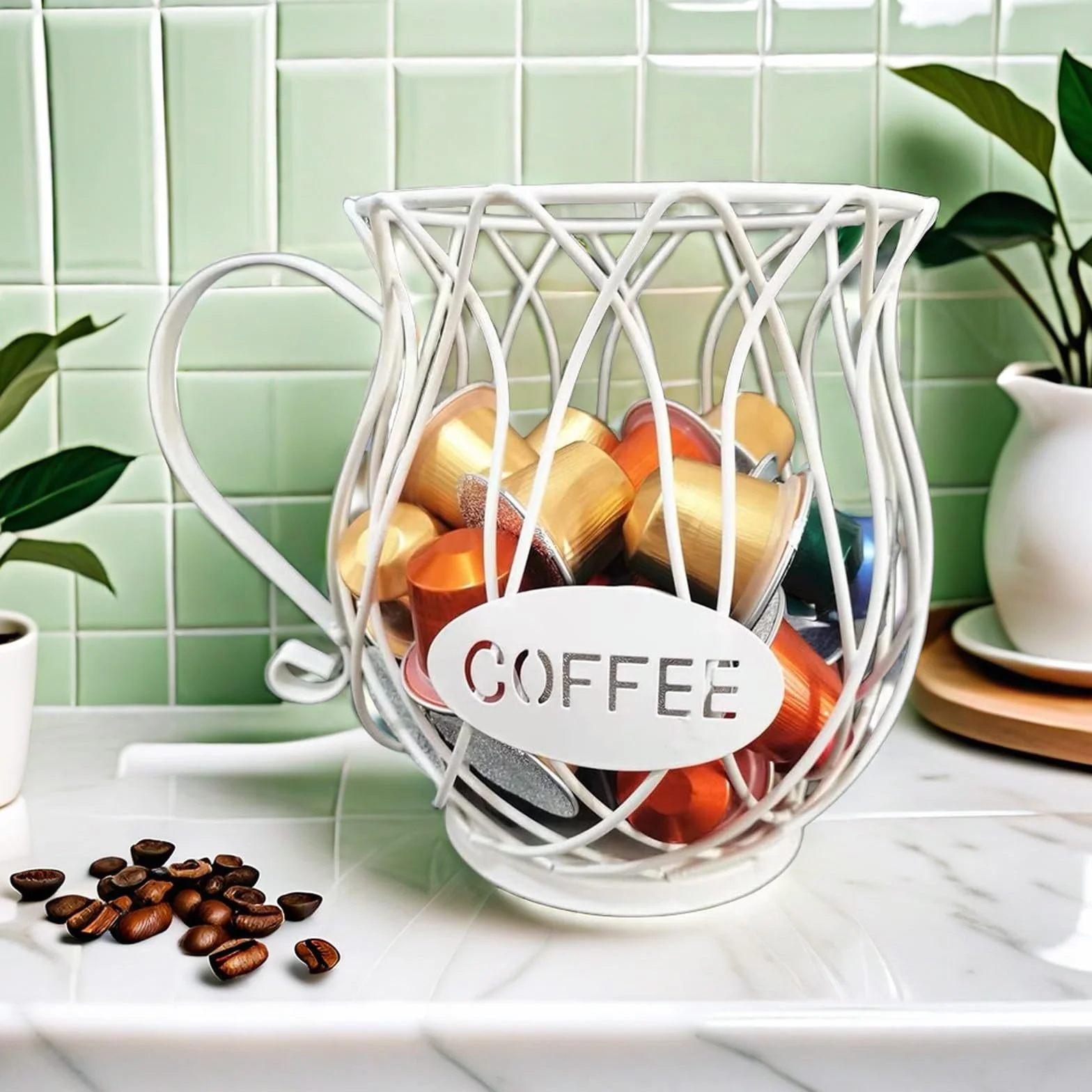 Cesta de Almacenamiento de Cápsulas de Café Soporte (Blanco)