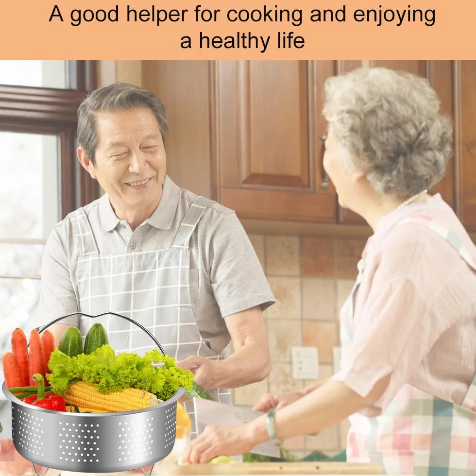 Cesta para cocinar al vapor de acero inoxidable 304, 20 cm, multifuncional