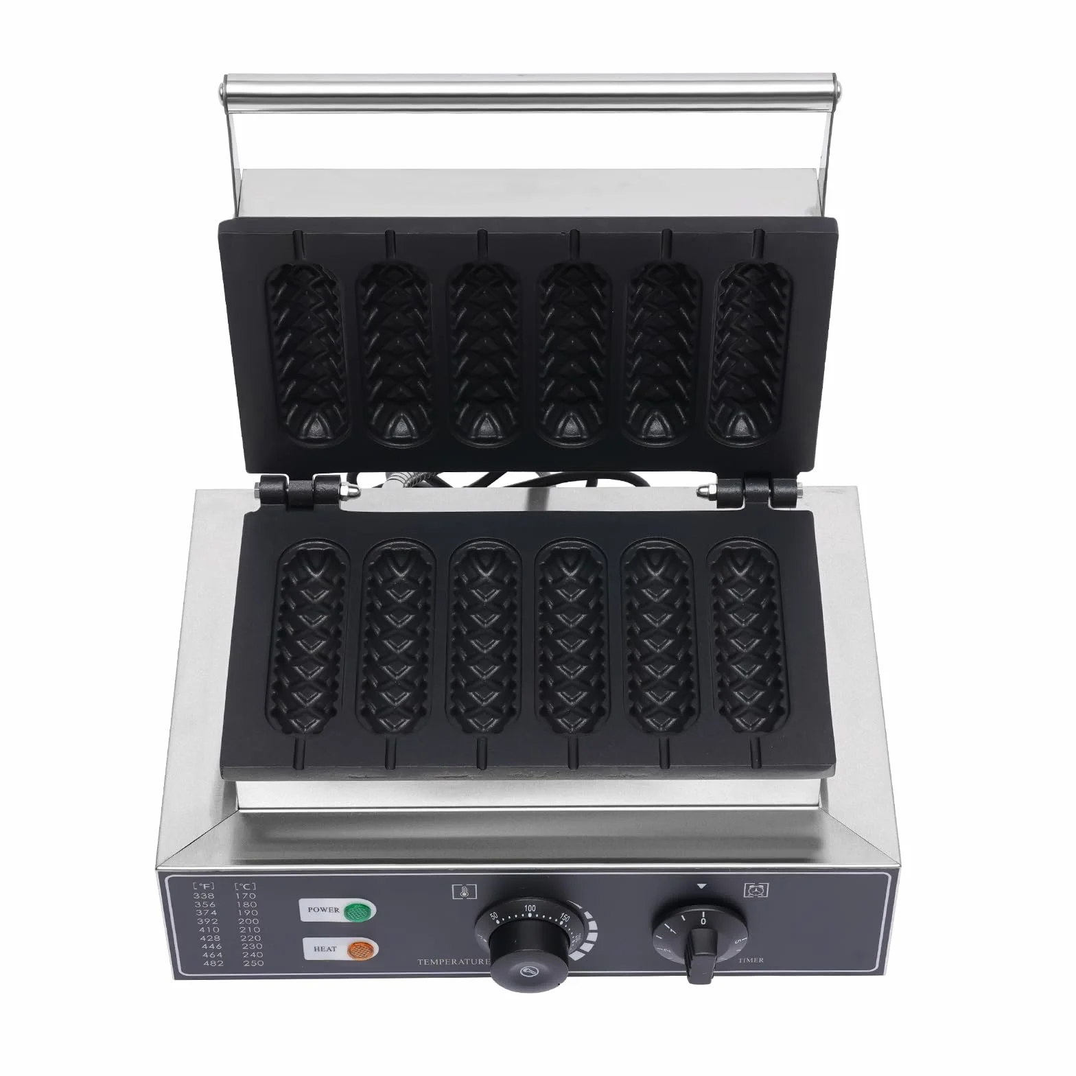Gofres de acero inoxidable de 1500 W para hacer gofres profesionales para hacer gofres con palo