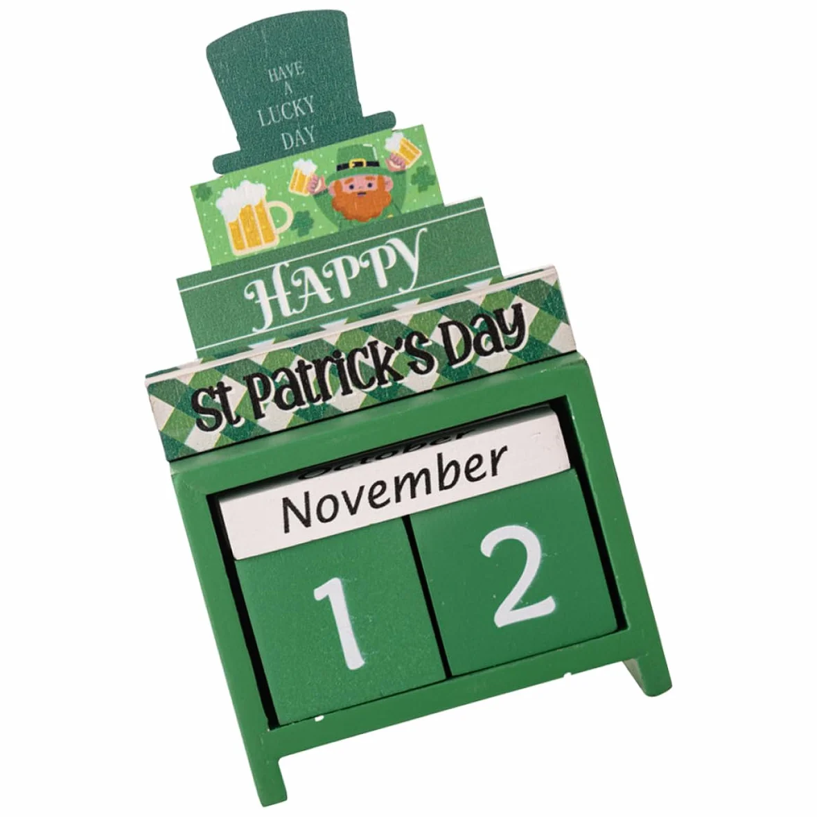 TOPBATHY 5piezas Calendario De Madera Para Día De San Patricio Decoración De Escritorio Festiva Accesorio De Regresiva De Madera Para Día De San Patricio Único Para y Familia