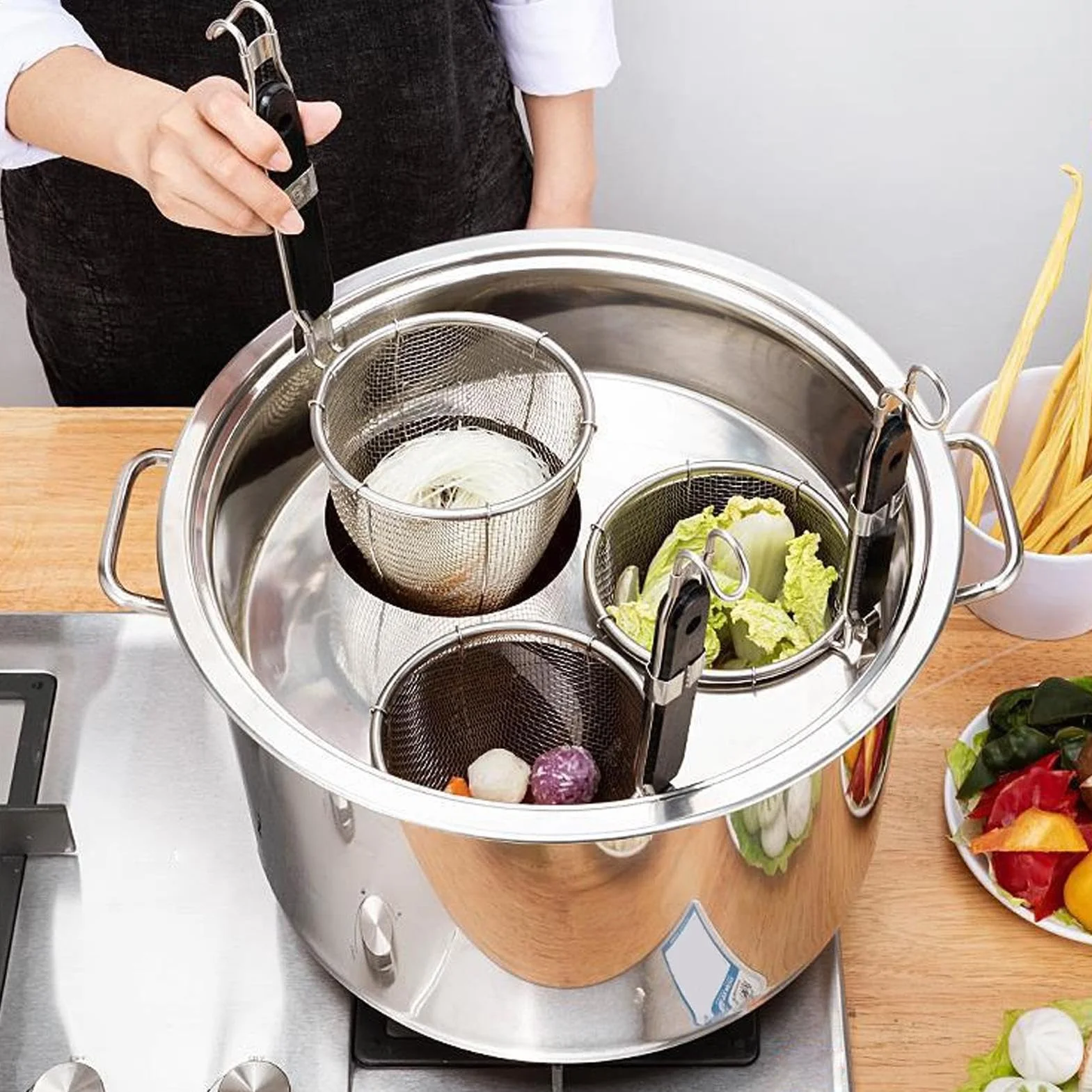 Fideos con colador, utensilios de cocina de acero inoxidable | fideos para cocinar y verter – para principiantes profesionales, celebraciones familiares, sopa de, camping, vacaciones
