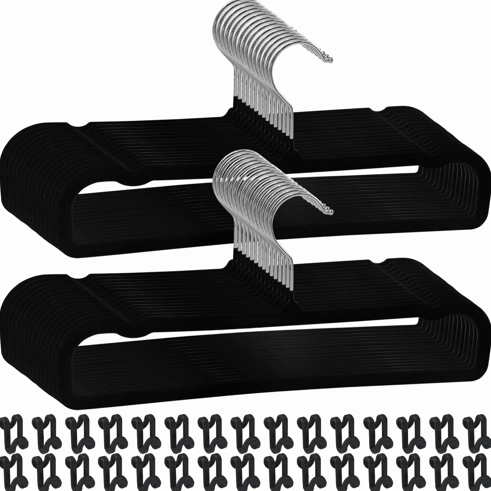 Perchas antideslizantes para pantalones, paquete de 30 perchas de terciopelo para armario con 30 ganchos, perchas delgadas y resistentes que ahorran espacio para pantalones, camisas, brasieres,