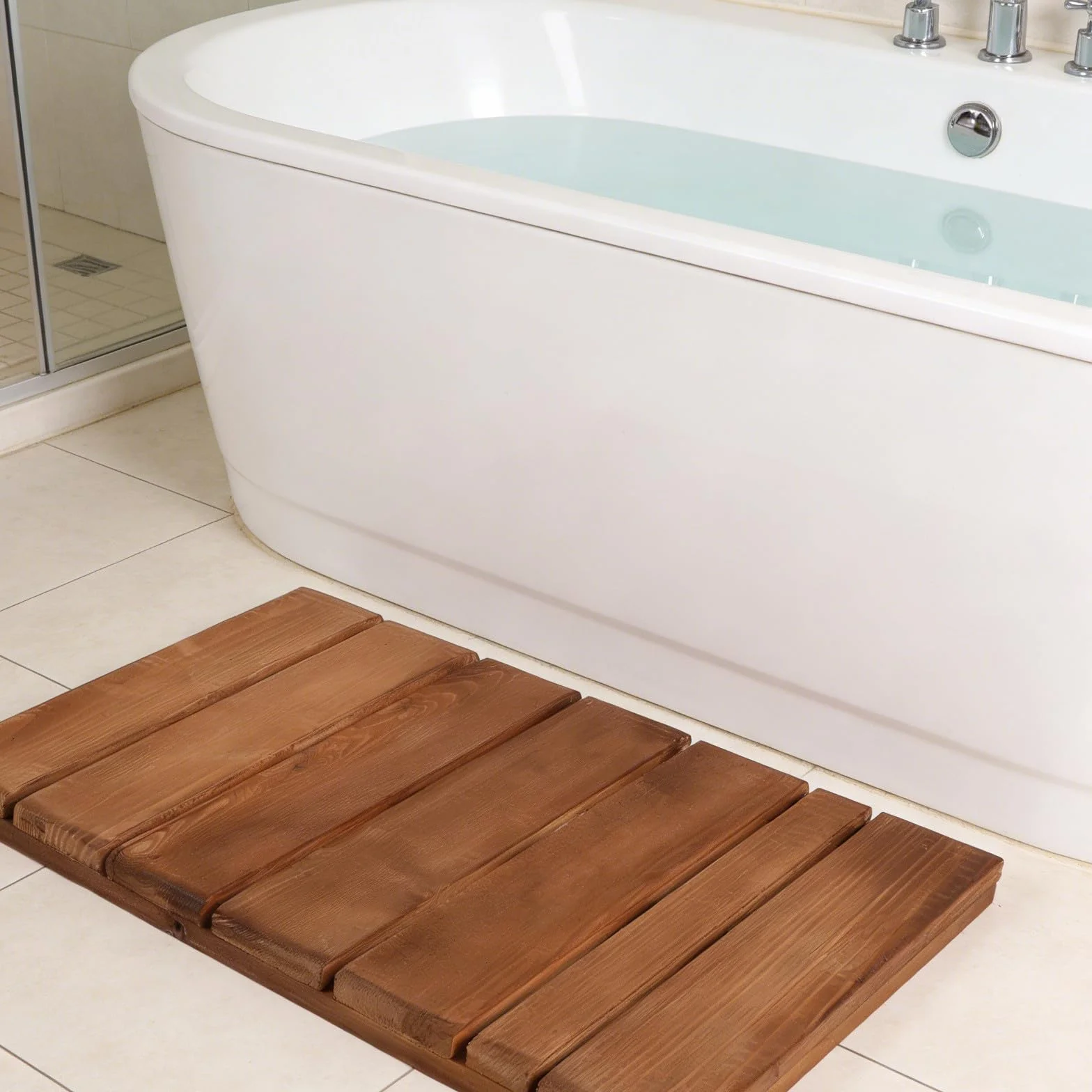 Cabilock Alfombra de Baño Antideslizante de Madera para Suelo de Ducha Instalación Flexible y Transpirabilidad Adecuado para Hoteles y Puertas