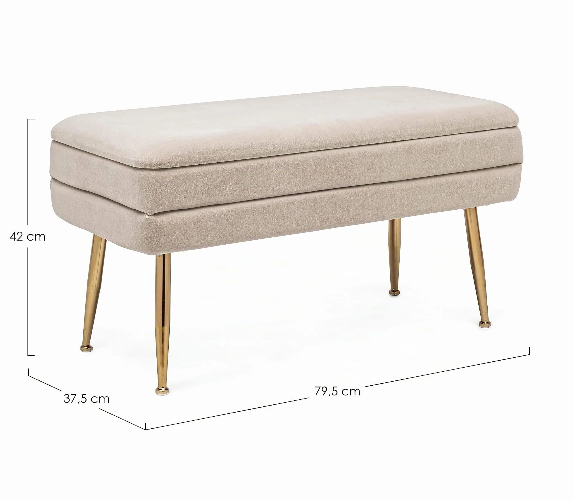 Fashion Commerce - Banco contenedor Pavlina, Beige, 80 x 38 x 42 cm