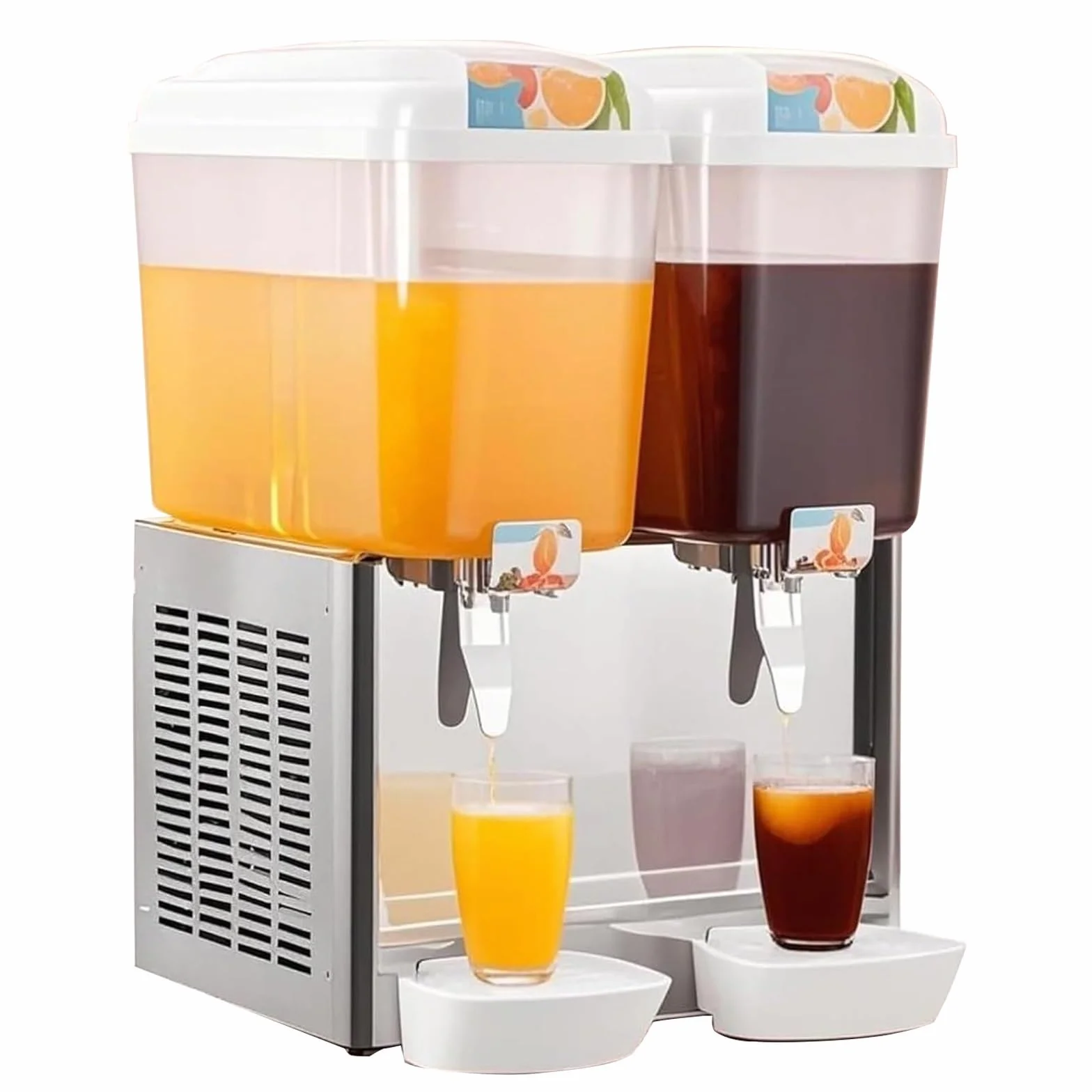Dispensador de jugo de acero inoxidable de 18 litros, dispensador de bebidas refrigerado de 280 W para restaurante, barra de jugos, uso doméstico