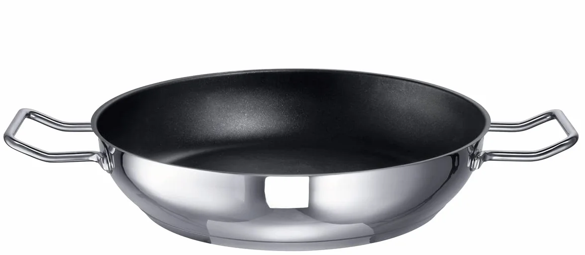 Schulte-Ufer Industar for Professionals 163048-32 - Sartén con asas de acero inoxidable en color plateado y negro (diámetro: 32 cm)