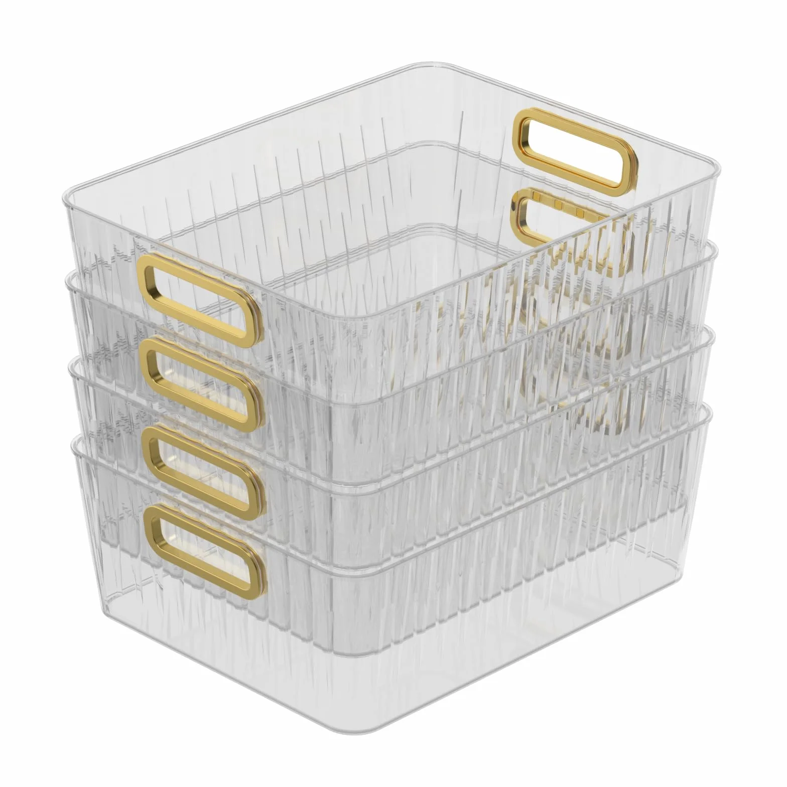 Vababa Paquete de 4 contenedores organizadores de despensa de plástico transparente, contenedores de almacenamiento transparentes para organización de refrigerador de cocina