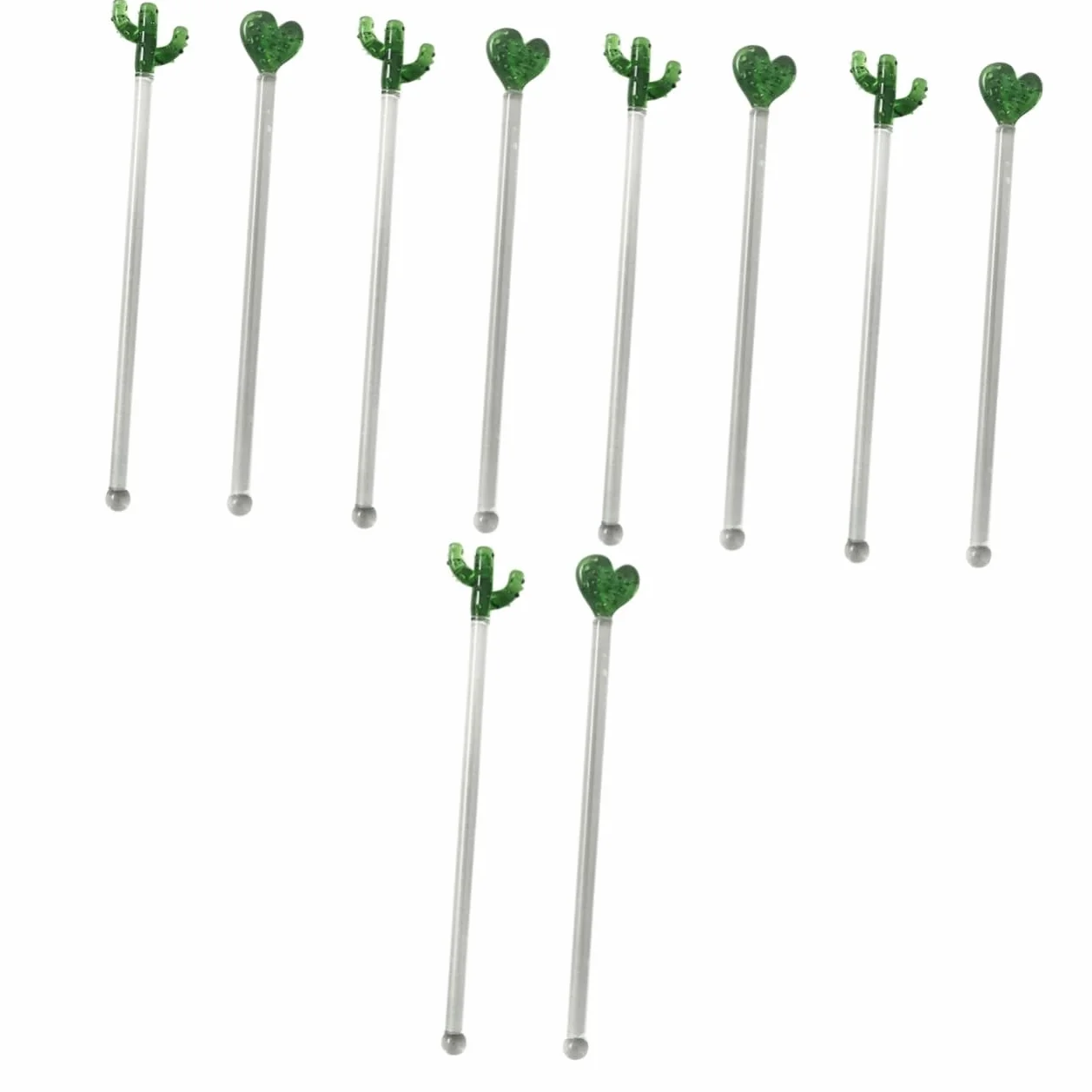 PRETYZOOM 5 Juegos Batidor De Cactus Agitadores De Bebidas Vaso De Bebida Cocteles Agitador De Cócteles Dispensador De Bebidas Aperitivo Grifo Transparent Vidrio Reutilizable 2 Piezas * 5