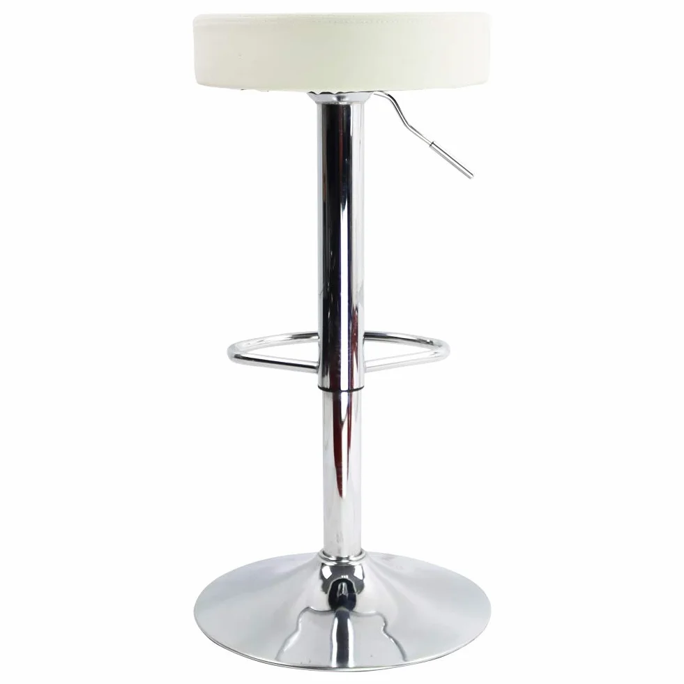KKTONER Taburete de Bar Regulable en Altura Giratorio Taburete de Trabajo Taburete de Oficina Cuero PU Blanco
