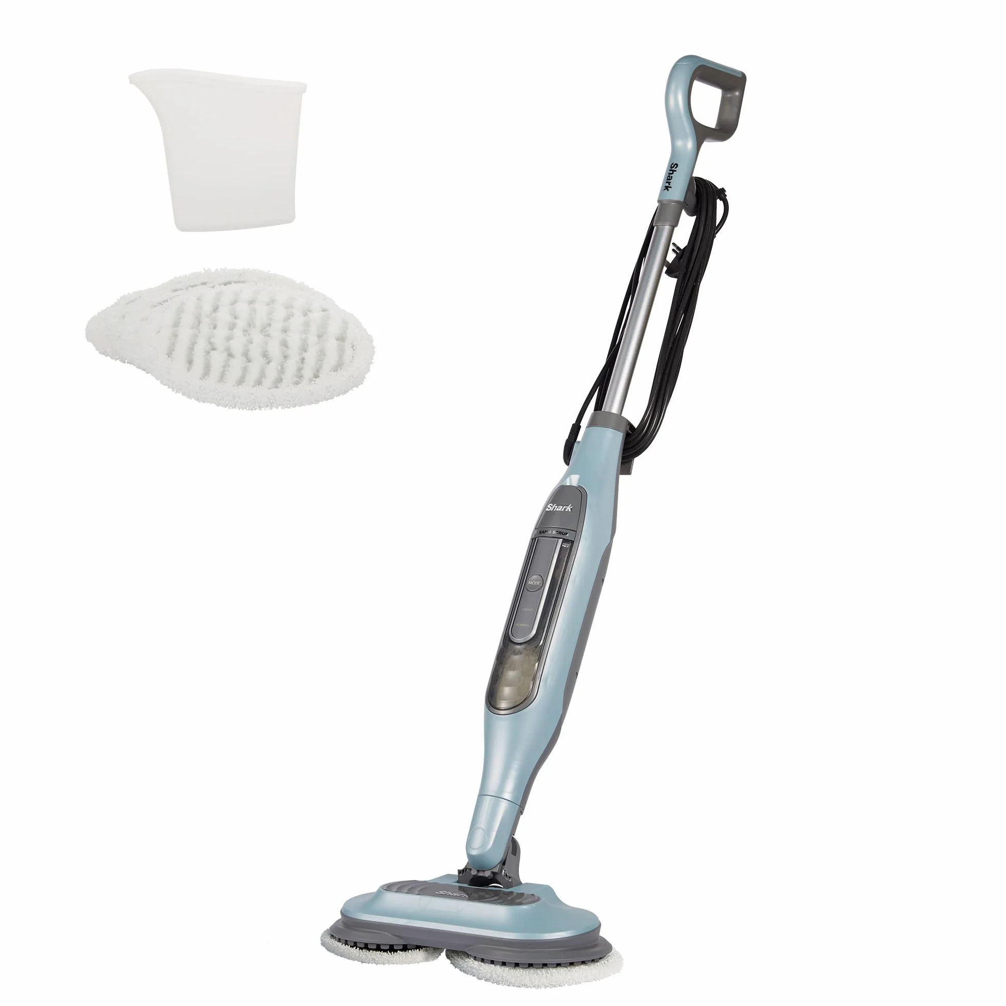 Shark Steam & Scrub Mopa de vapor y friegasuelos, control de vapor inteligente, 2 almohadillas, libre de químicos, paara suelos duros, en azul, S6002EU