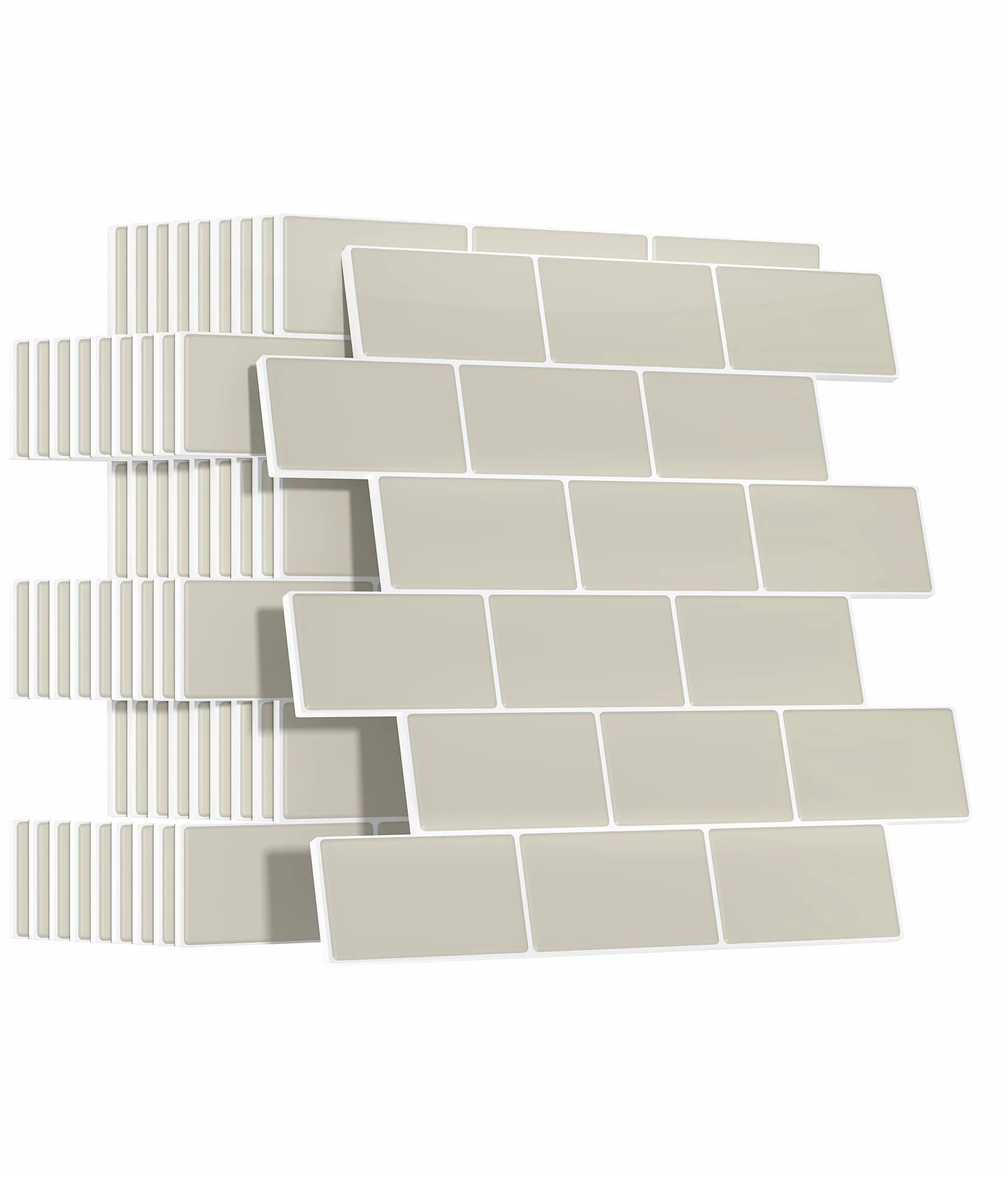 Yoillione Grueso Azulejos Adhesivos Cocina: 10-Piezas Baldosa Vinilo Cocina Pared - 3D Azulejo Metro Adhesivo, 30x30 cm (Beige)