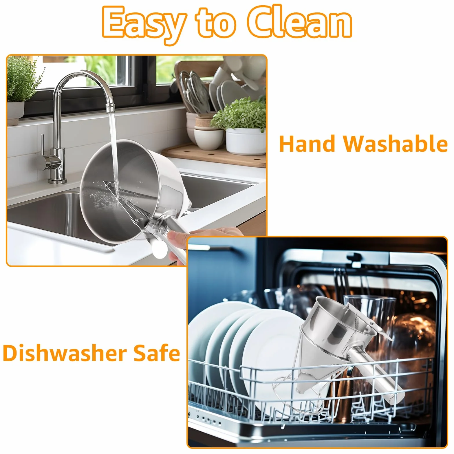 Embudo Dosificador de Masa Acero Inoxidable 1200ml, Dispensador de Tortitas con 4 Boquillas
