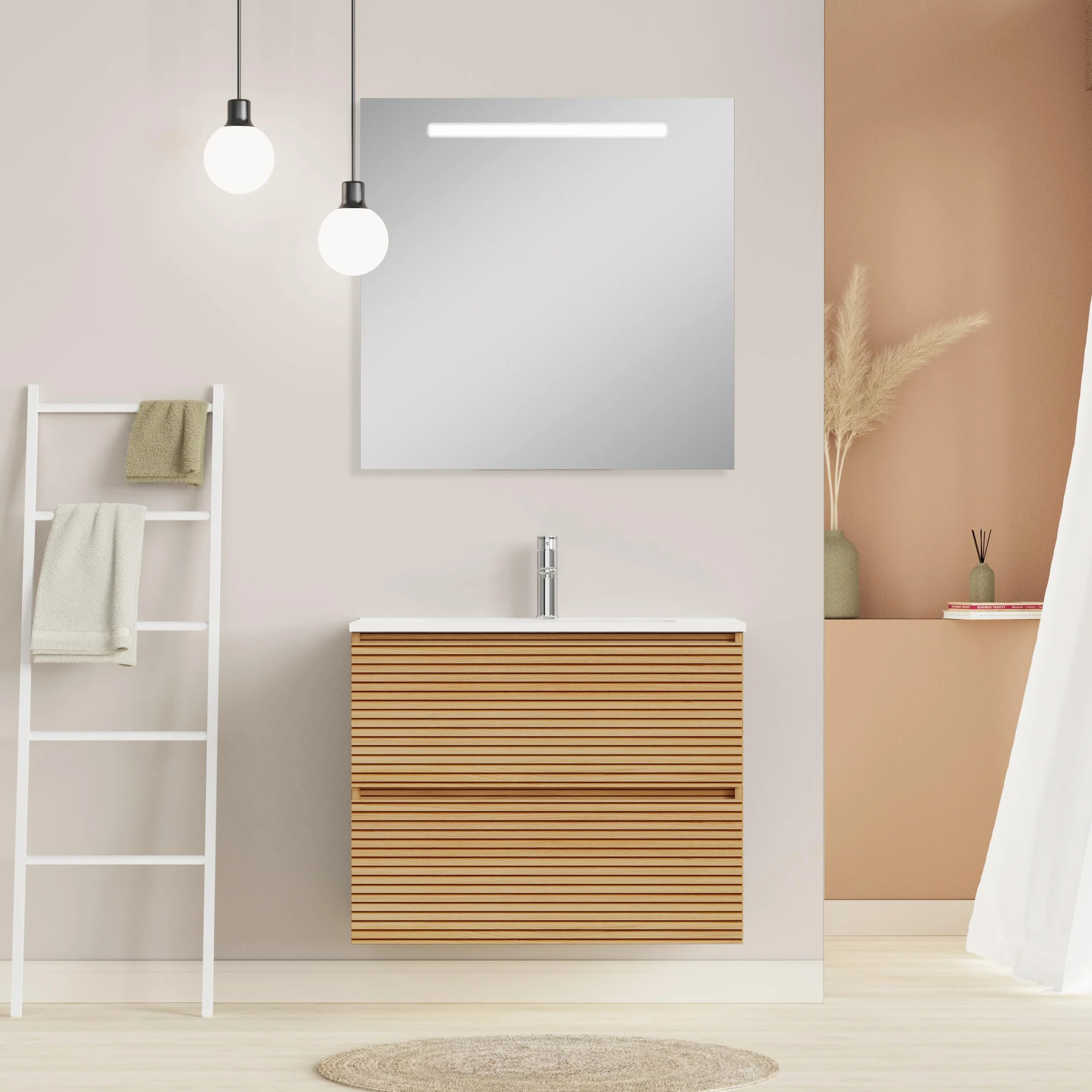 Baikal Mueble de Baño Dash 80 cm 2 Cajones Suspendido Lavabo Cerámico Monocolor